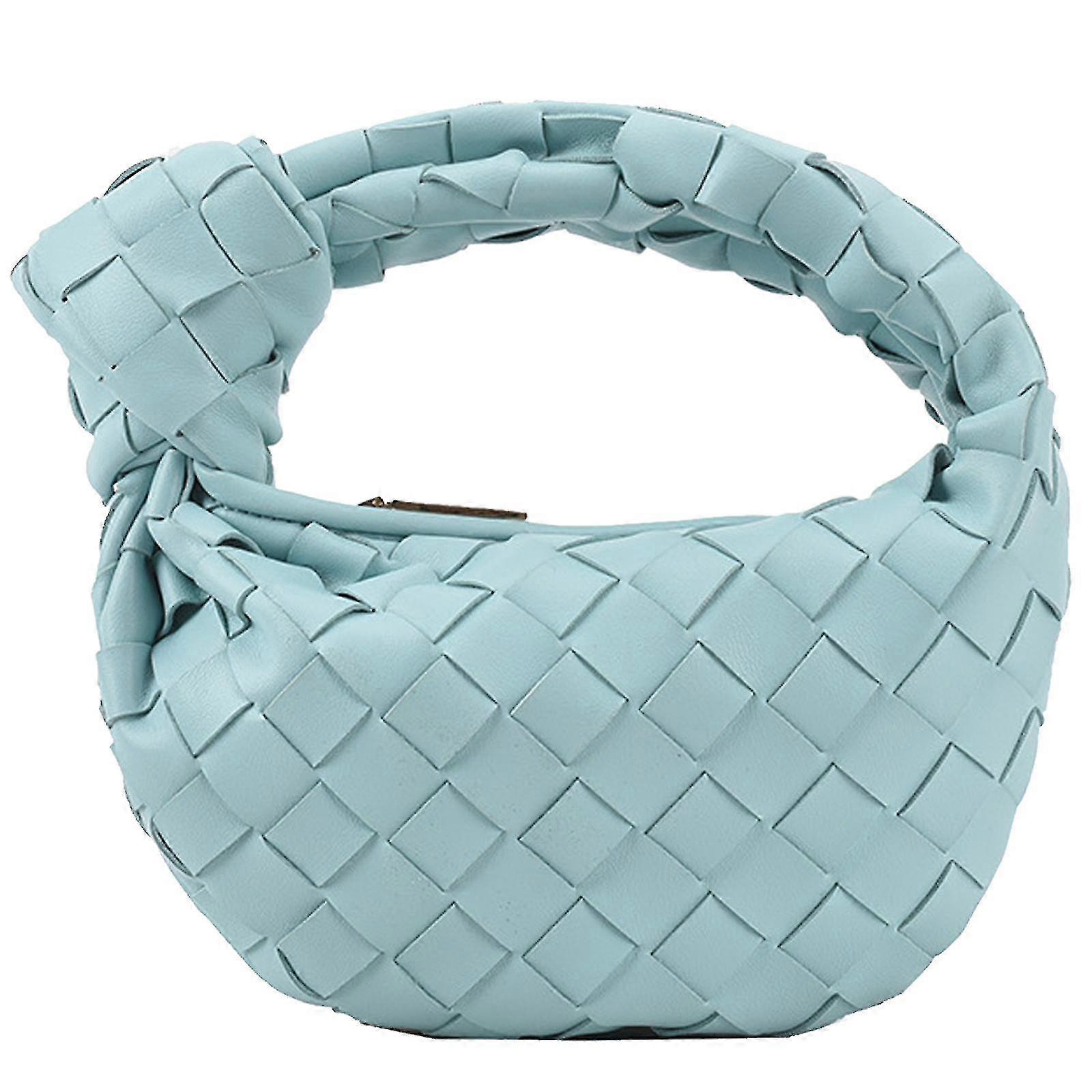 Tote Bag Woven Handbag Pu Leather Women's Shoulder Wallet Grand Volume Sac tressé Bleu