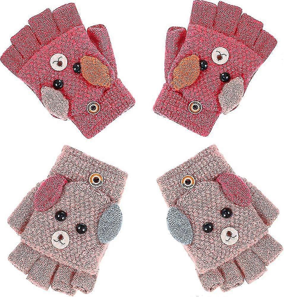 2 par barnskidor halvfingerhandskar barn varma vinterhandskar present