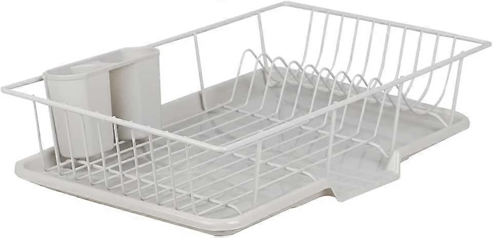 Conjunto de escorredor de pratos de 3 peças da Home Basics, 19 polegadas por 12 polegadas por 5 polegadas, preto