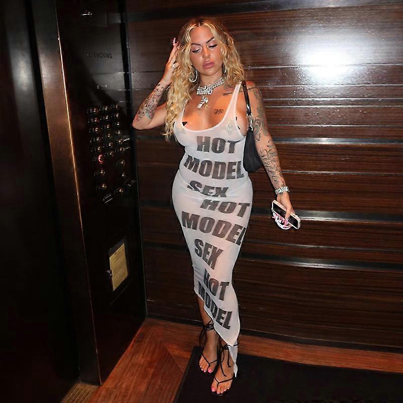 YOUGANG جودة عالية Yy23191 فستان منظور مطبوع 2023 الربيع والصيف النمط الأوروبي والأمريكي الجديد مثير التوابل فتاة اللباس النسائي