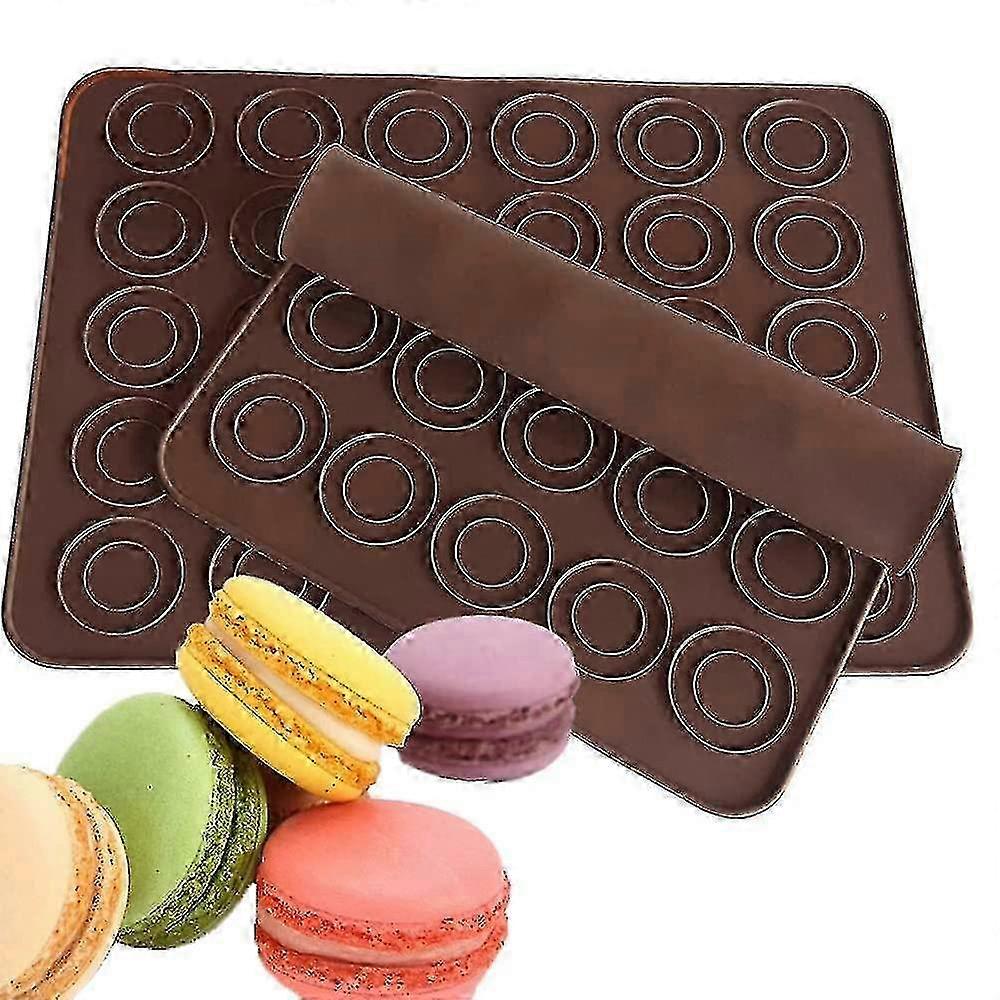 2 Pcs Macaron Baking Mat, Silicone Baking Mat 48 Holes Capacity Baking Sheet Moulds Non Stick Macaron Baking Tray Set