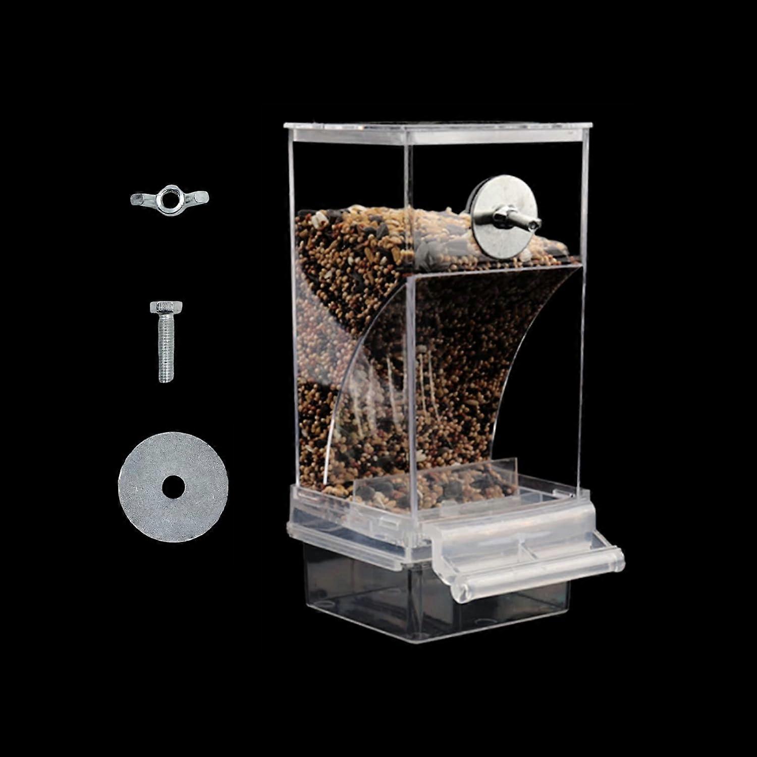nice Automatic Bird Feeder for Parrot - Transparent, Large Capacity, Automatic Unloading, Practical and Economical Size, 8.5 * 7.5 * 18.5CM, 1 Piece