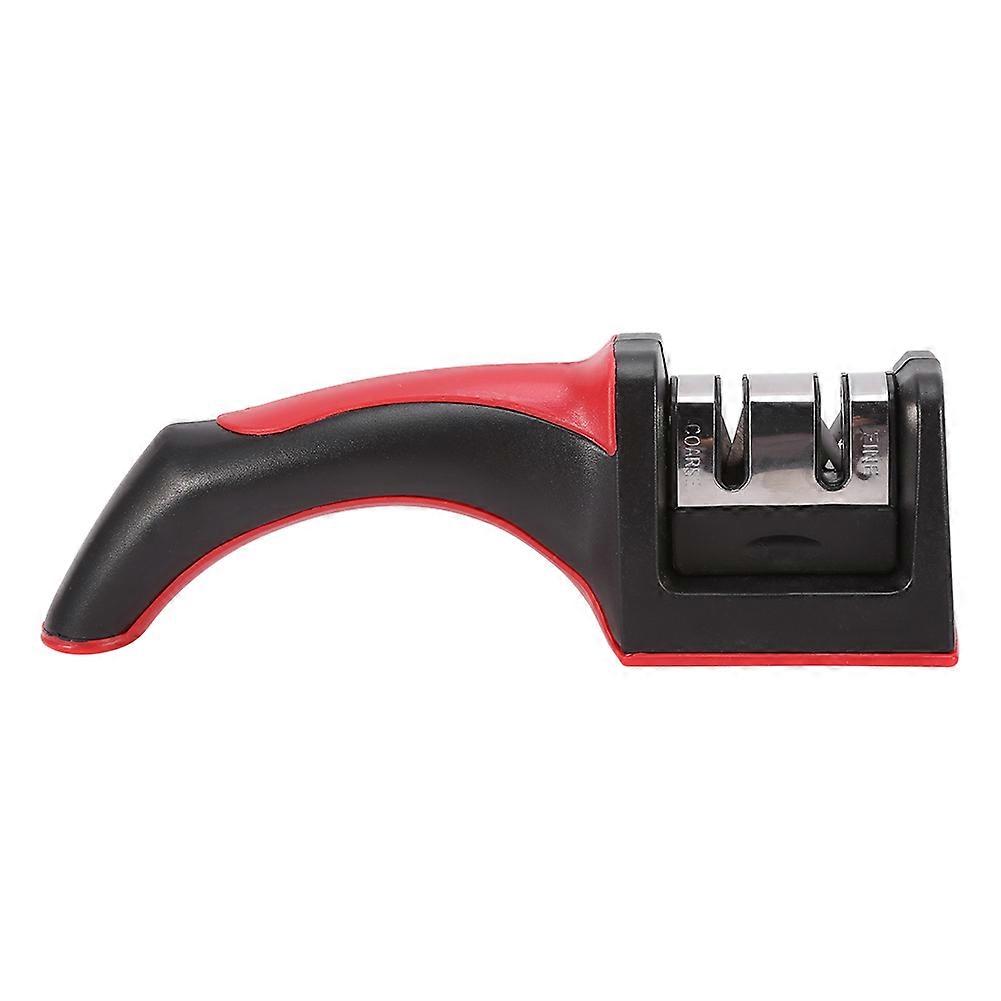 Professional Knife Sharpener 2 Stage Sharpening System Practical Kitchen Tool with Handle Red