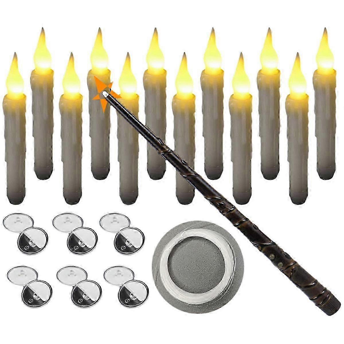12pcs Floating Candle With Wand Remote Magical Floating Candle Flameless Hanging Candles For Christ