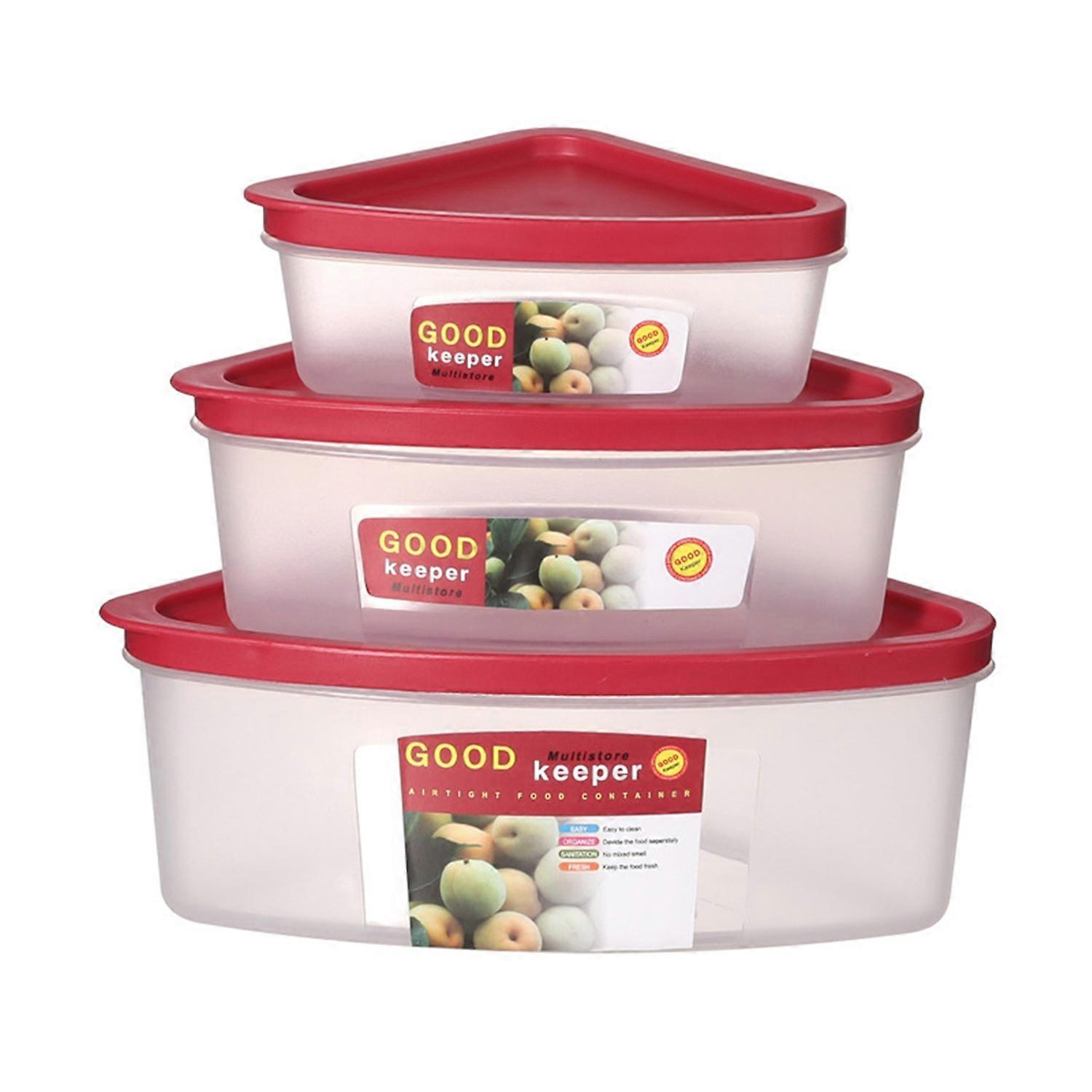 3 Pcs/Set Crisper Boxes Reusable Pizza Leftover Storage Container High Temperature Resistant