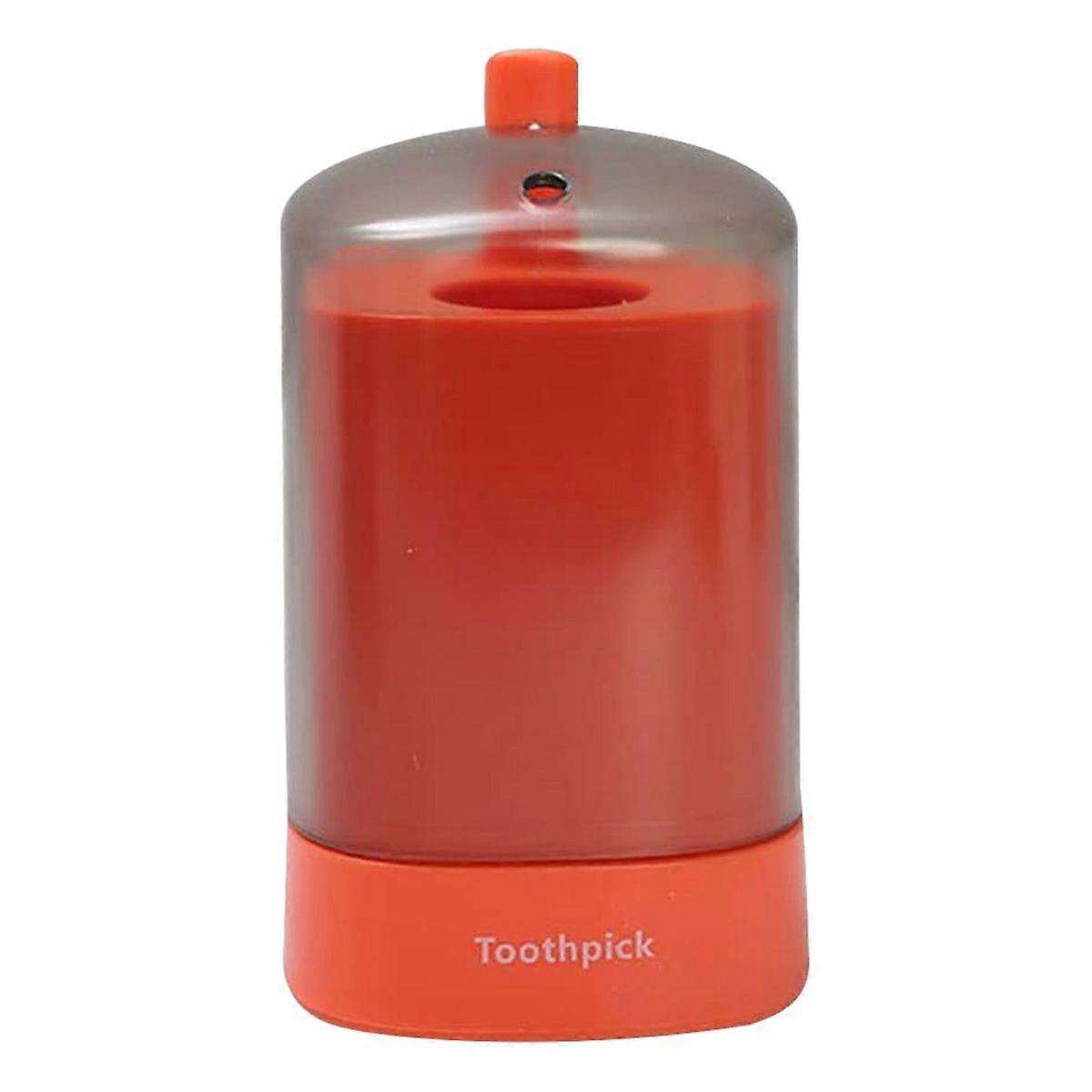 Automatic Toothpick Box Automatic Popup Detachable Bottle Transparent Window Toothpicks Storage Box for Home Restaurant,Orange