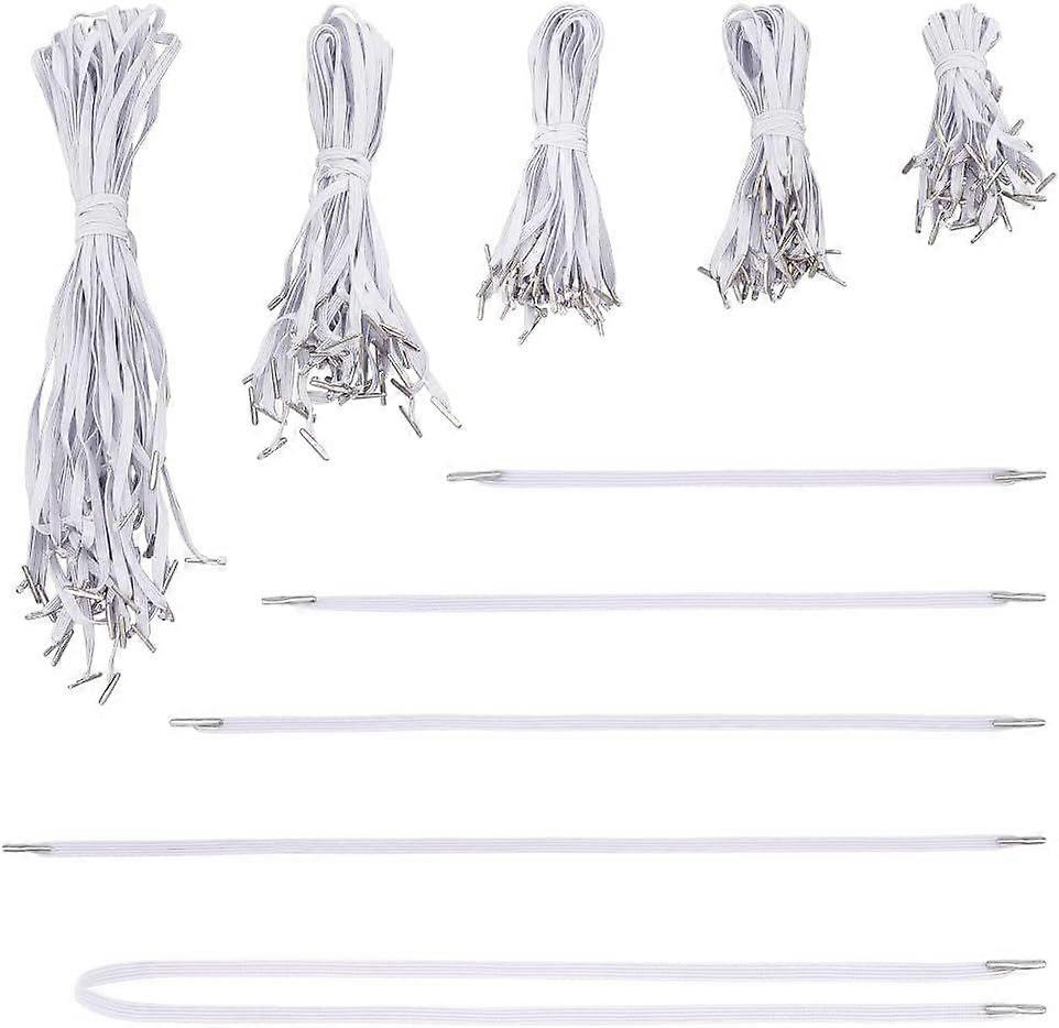 150Pcs Elastic Barbed Cord 5 Styles Nylon Stretch Loop Band with Metal Ends Flat Elastic Cord Stretch String with Metal Barbs Fastener for Book Bindin