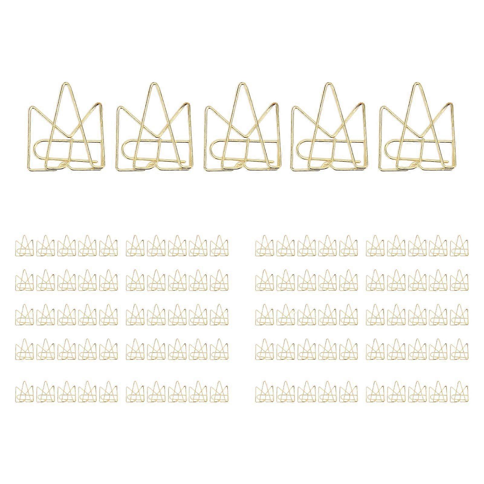 100PCS Metal Crown Paper Clips Multifunctional Rustproof Electroplating Process Prevent Slip Cute Fun Paper Clips
