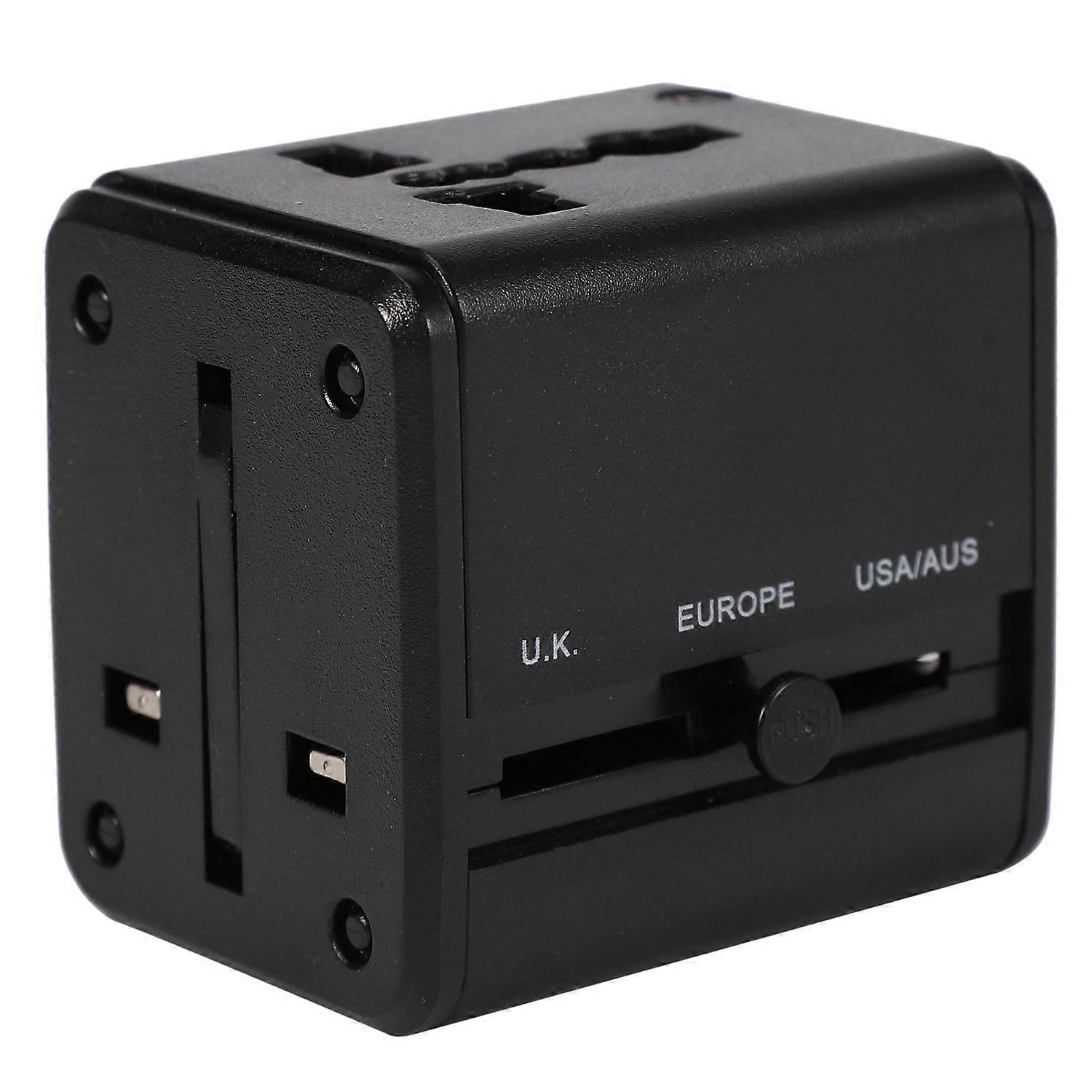 Universal Travel Adapter Multiple Color Power Adapter with 2.1a USB Power Charger Converter Black E