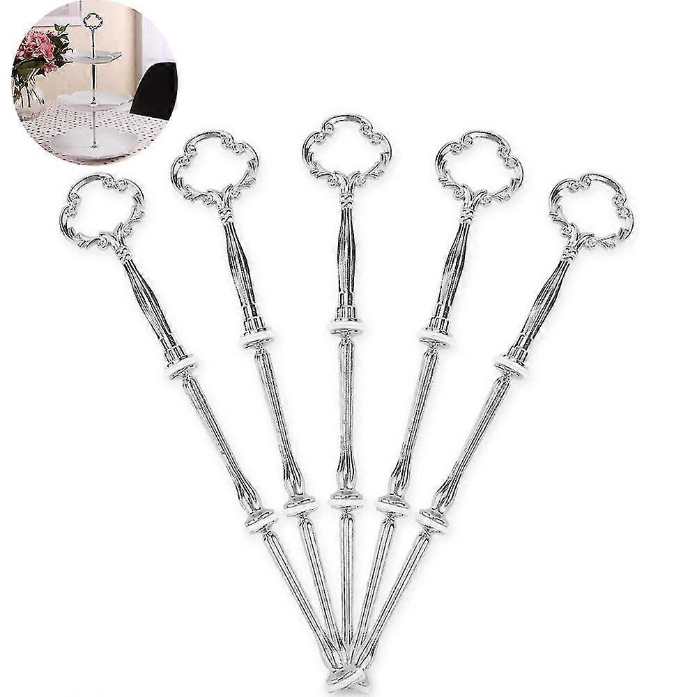 5 Sets Of Household Food And Beverage Products Fruit Tray Rack Fruit Tray Hanger, Cake Tray Skewer European Style Skewer Bracket-silver/gold