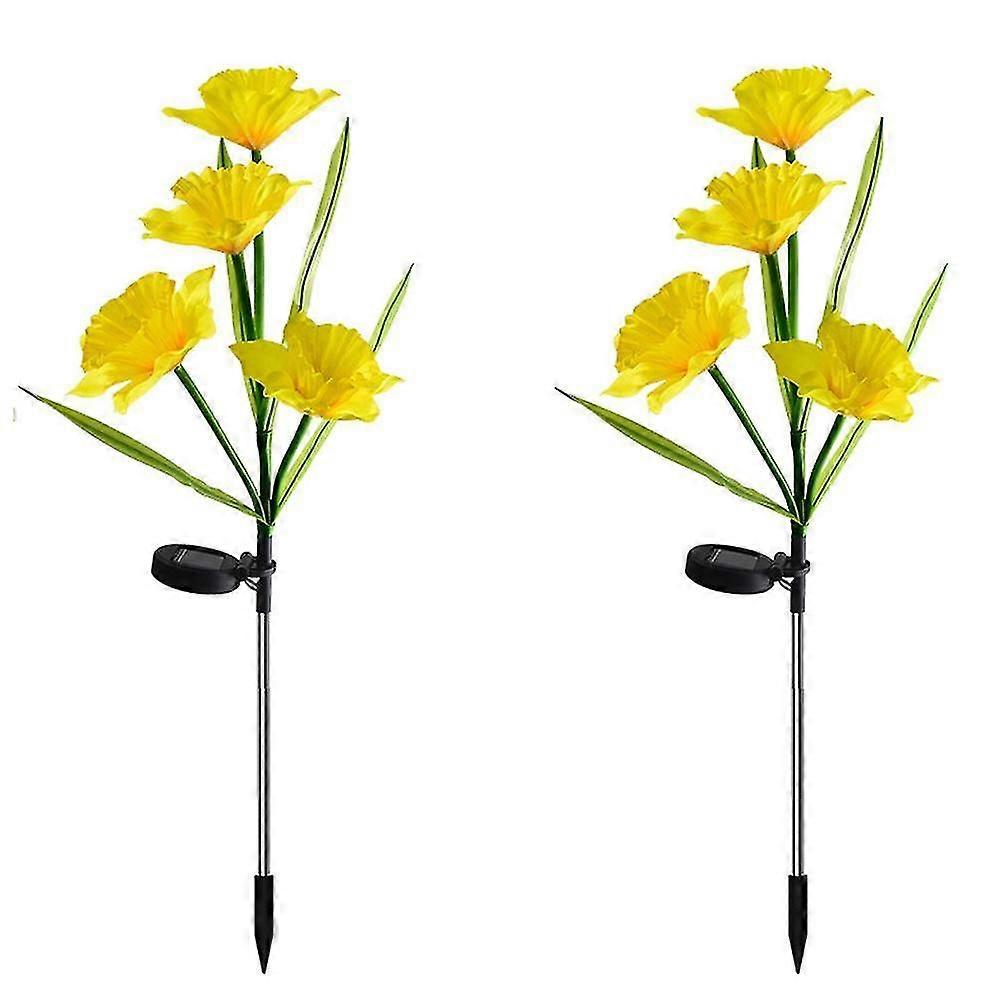 2 Pack Solar Daffodil Lights Decorative Path Lights For Backyard Path Walkway Lawn