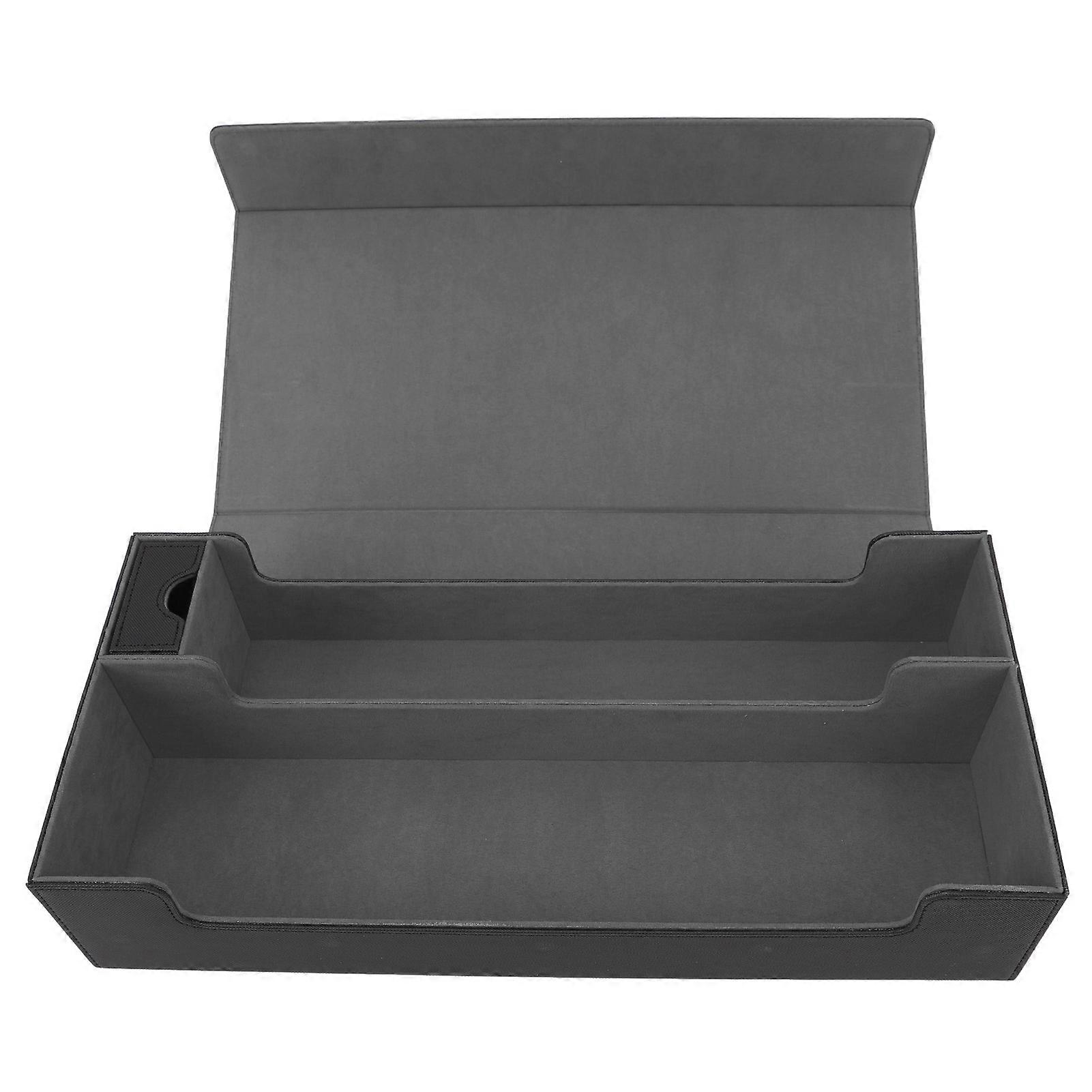 Card Storage Box PU Leather Magnetic Closure Card Deck Case with Drawer for Over 550 Game Cards Black