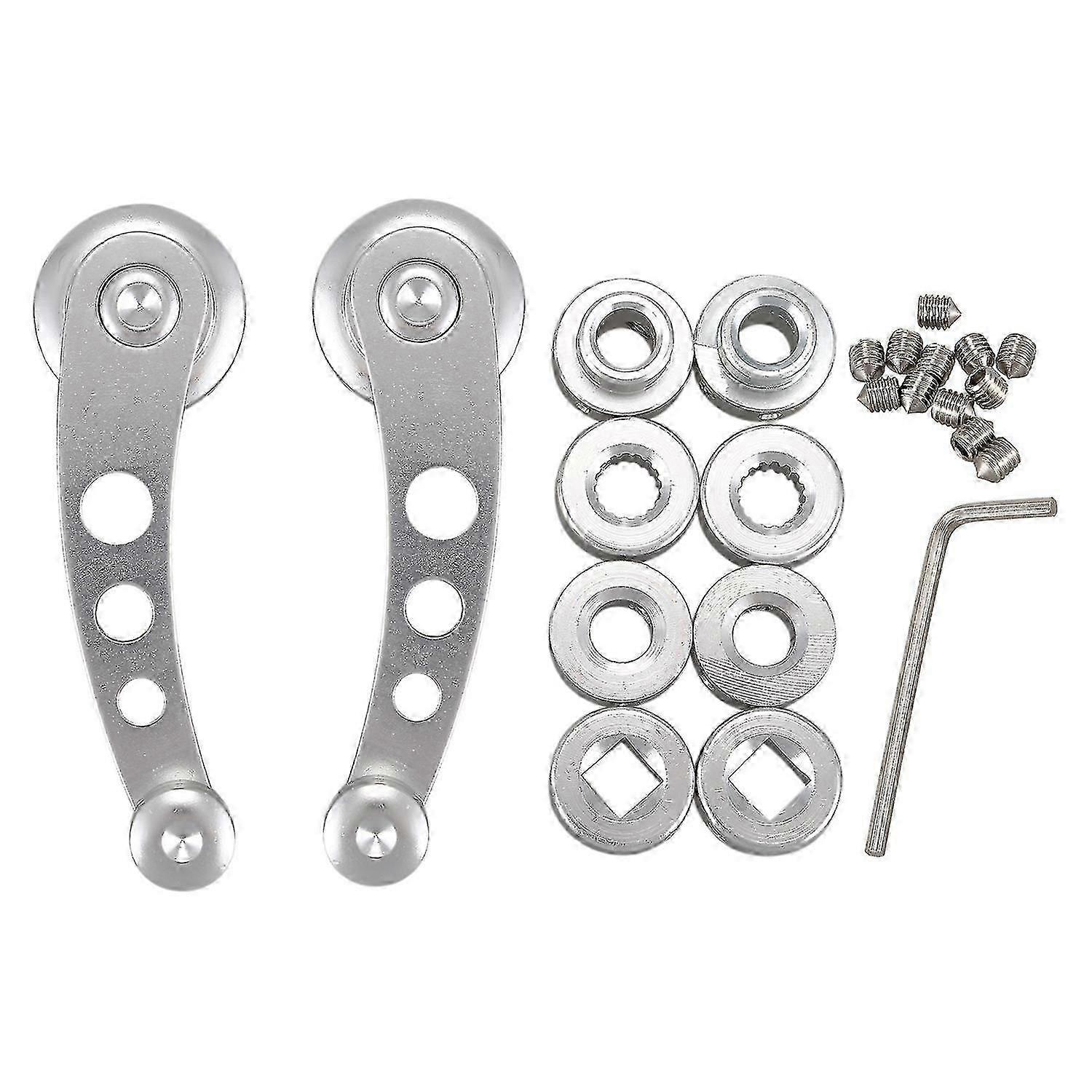 Manual Car Truck Window Crank Handle Replacement - Silver Tone (2 Pcs)