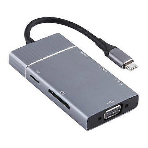 ZRUXE HB-153 7 in 1 USB 3.0 + TF / SD + HDMI / VGA + 3.5mm Dual + Type-C / USB-C Multifunctional USB-C Dock Station