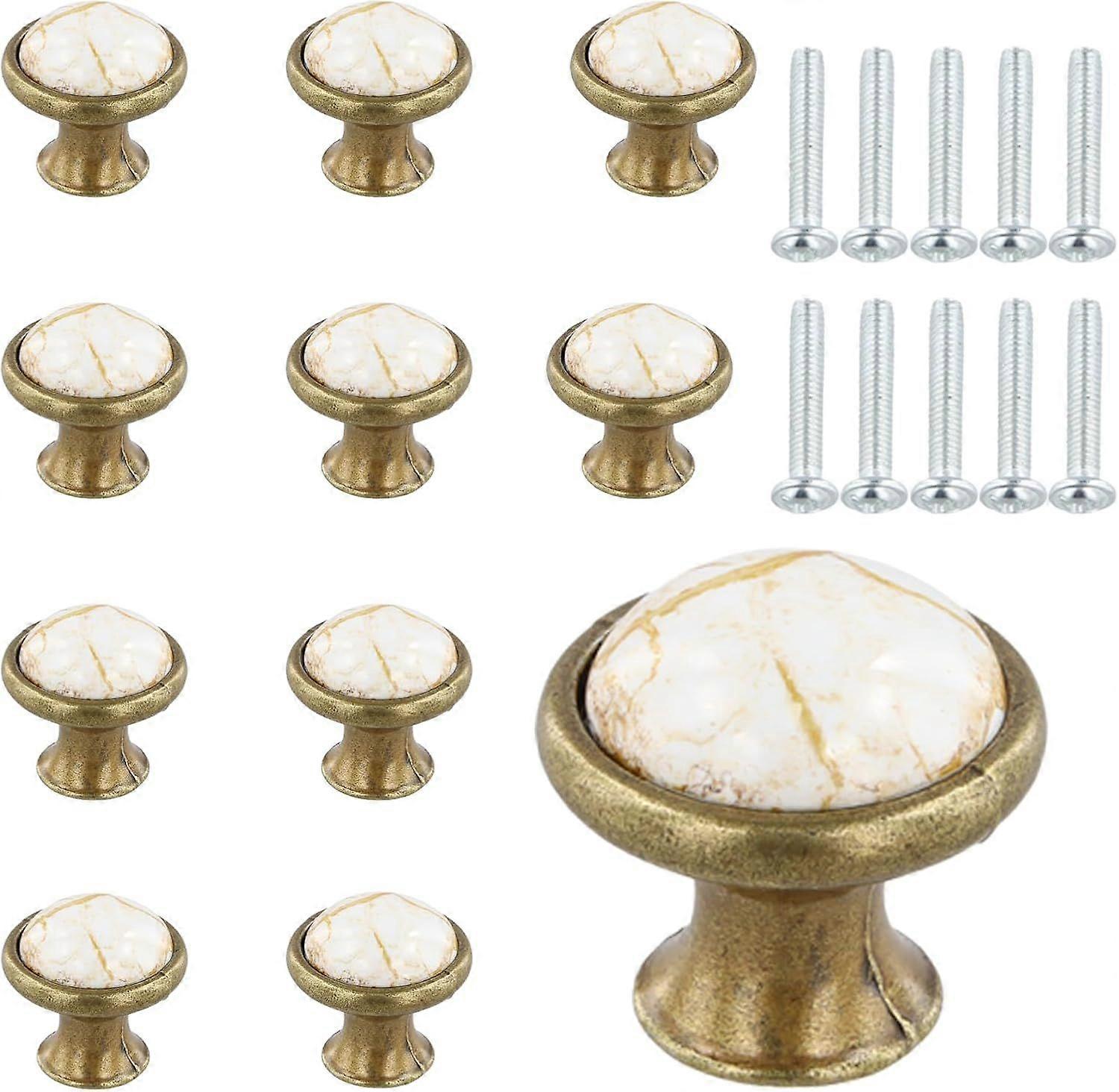 10PCS Ceramic Round Cabinet Knobs,37MM Furniture Knobs and Handles, Vintage Drawer Pulls,Door Knobs for Dresser Drawers(Bronze)