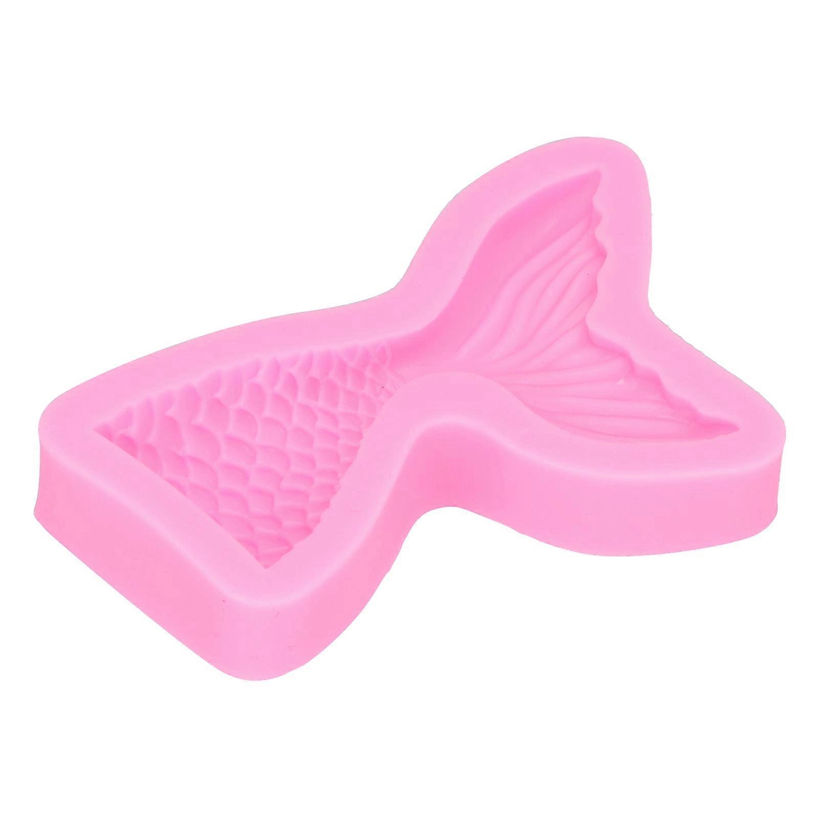 Fishtail Shaped Silicone Mold Fondant Chocolate Mould Baking Tool for Cake Decoration PinkSmall 9x7x2cm