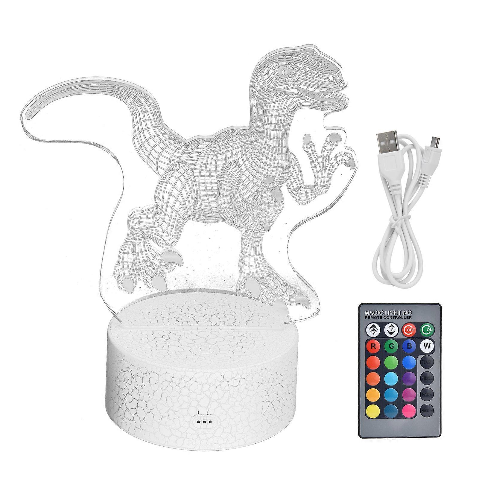 16 - Color 4 - Mode RGB Dimmable Dinosaur 3D Touch Control Night Light
