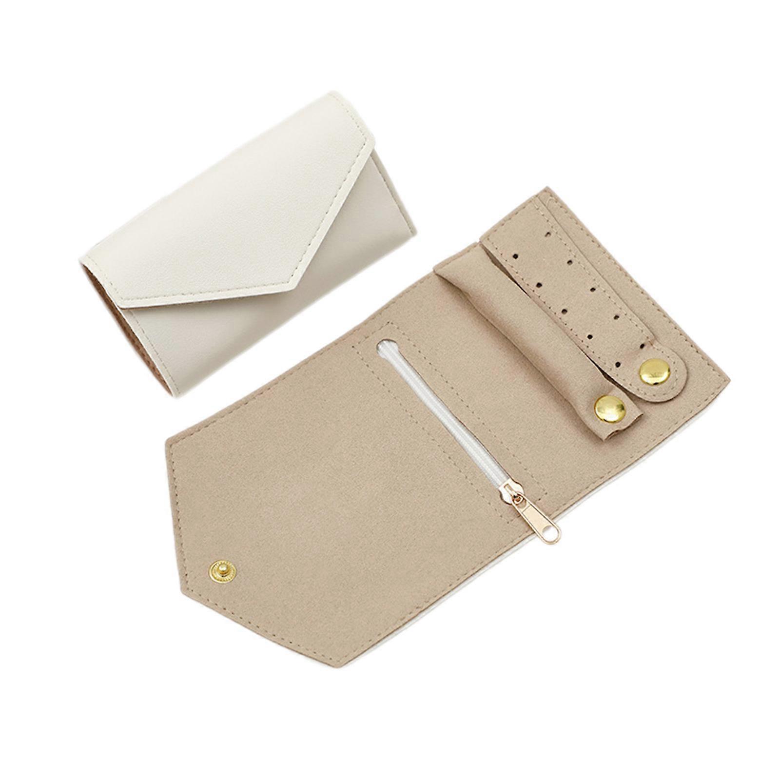 Unique and Functional Storage Solution Organizer Roll Foldable Jewelry Case Great for Jewelry Enthusiasts and Traveler White