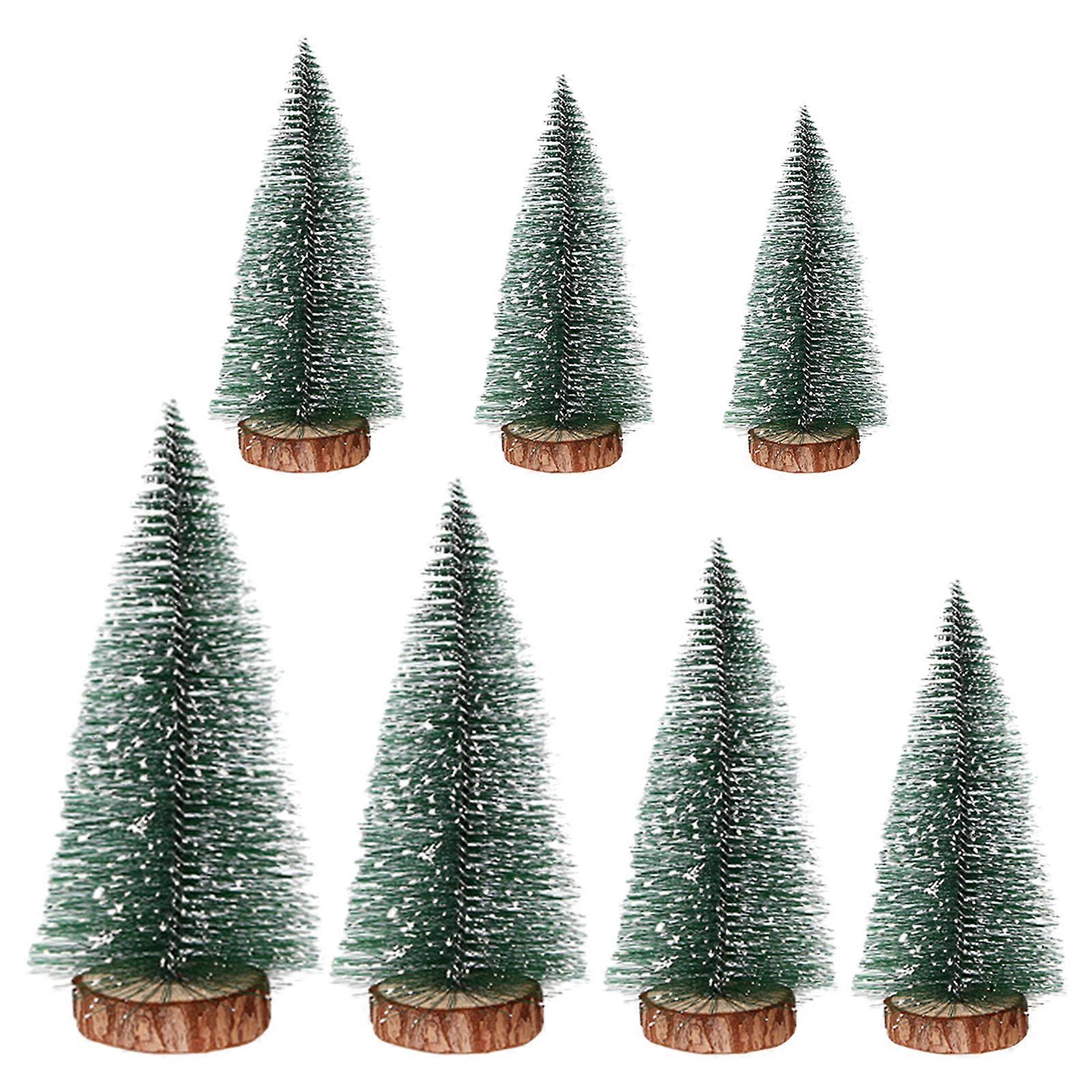 Durable Mini Artificial Snow Simulation Frost Pine Christmas Tree Decorations Add Holiday Spirit with Delicate Ornaments