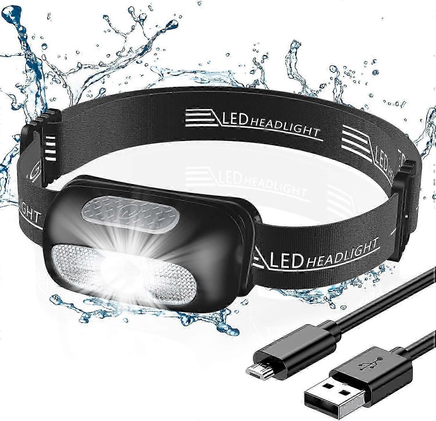 Headlamp, Rechargeable Headlamp Powerful with 4 Light Modes, IPX4 Waterproof, Portable LED Headlamp with Red Light for Fishing/Camping/Cycling/Hiking