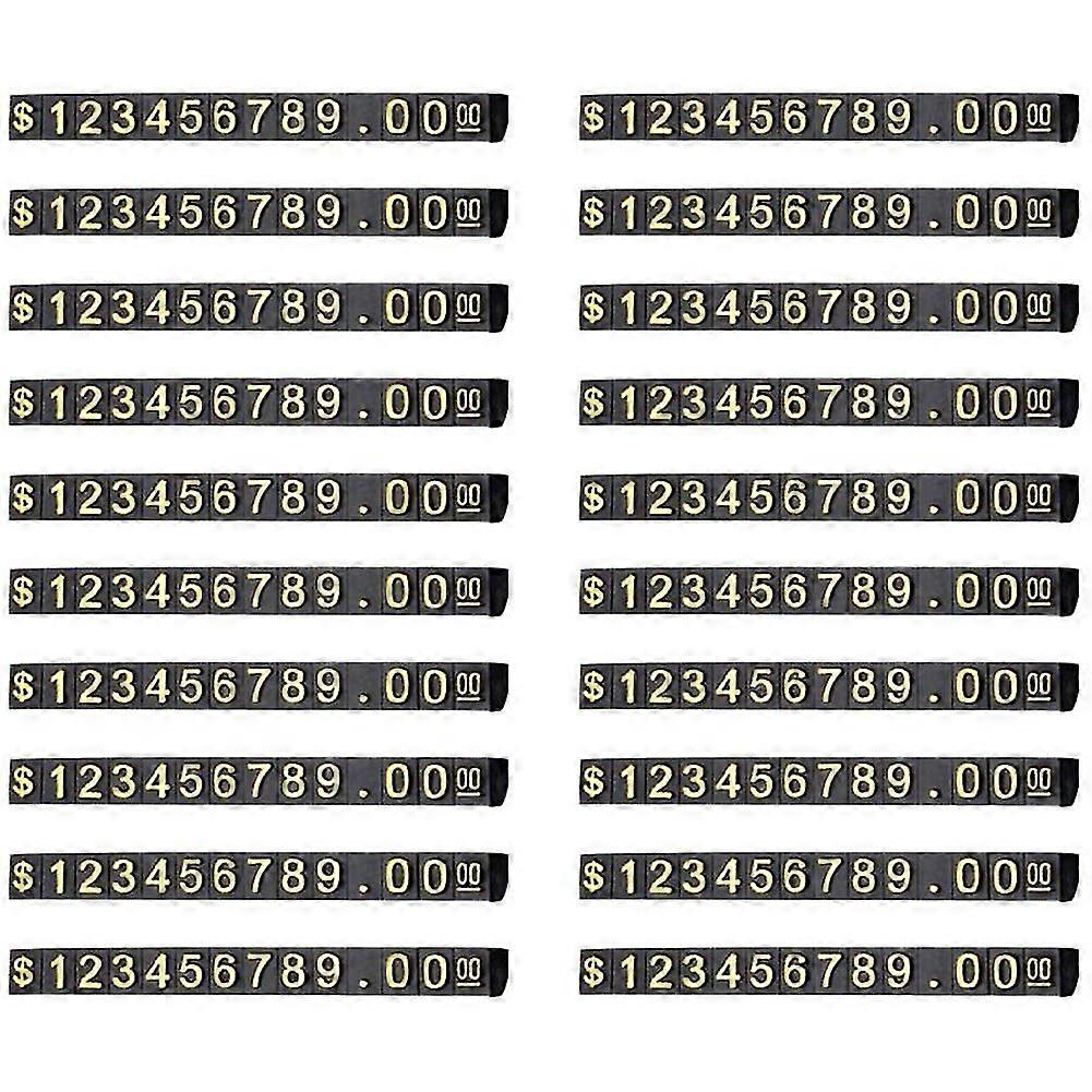 20 Sets Price Display Square Adjustable Price Tag for Price Display Counter Stand Number Letter Dollar Price Block Kit M