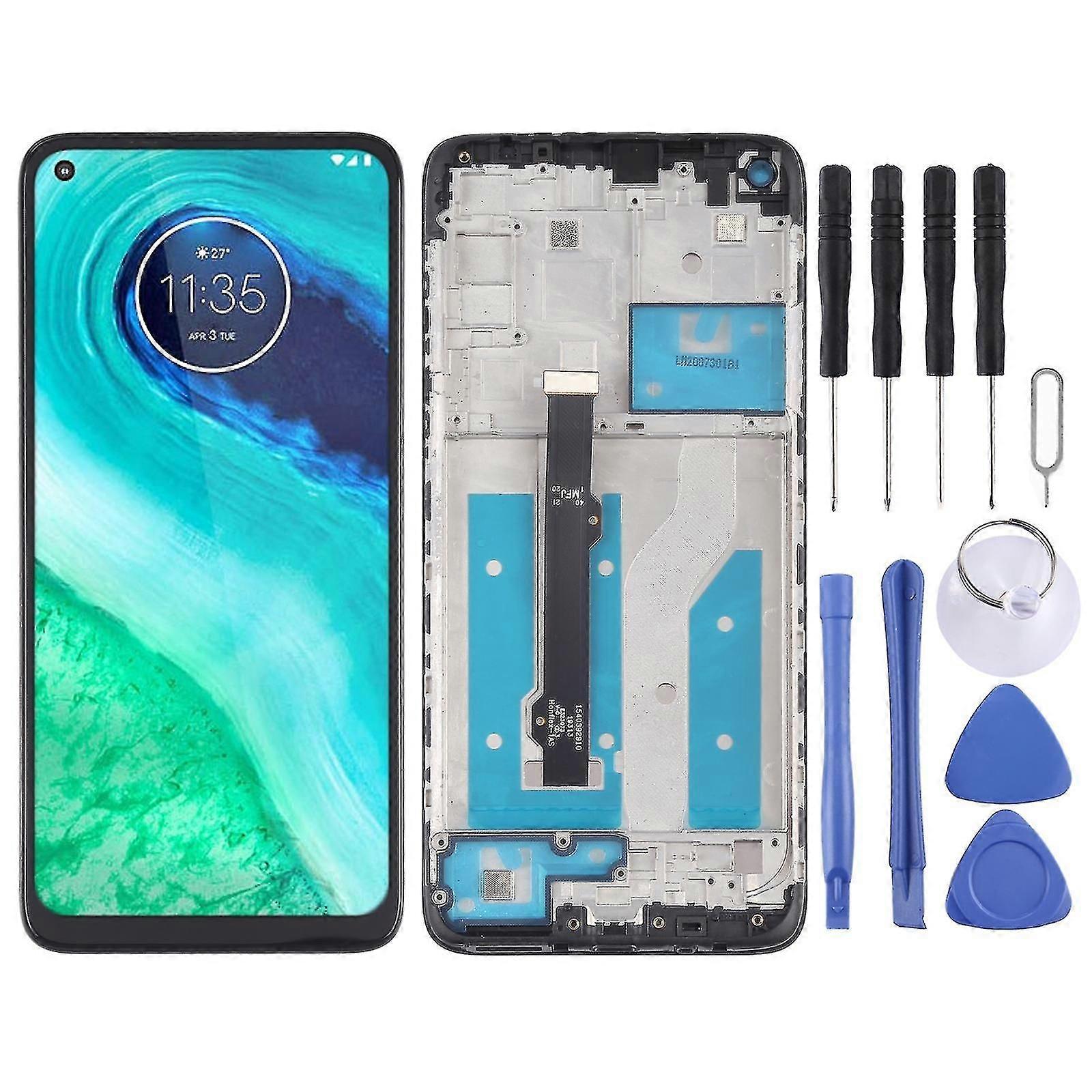 Ecran LCD TFT compatible pour Motorola Moto G8 XT2045-1, Ensemble Numériseur Complet avec Cadre (Noir)_Special Cadeau