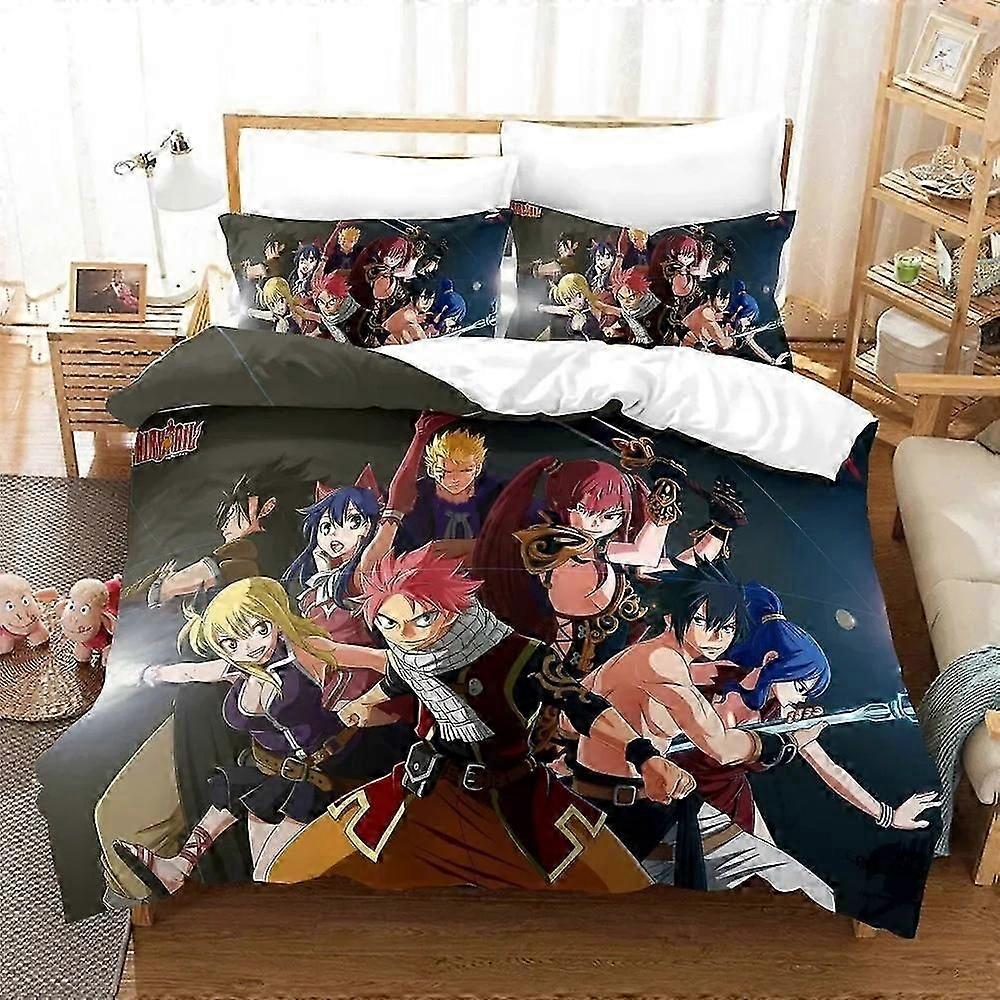 o982 Bed Sheets Fairy Tail Logo Natsu Bedding Set Boys Girls Size