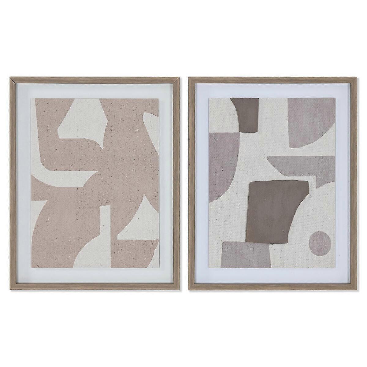 Canvas Home ESPRIT Beige Grey Abstract Modern 40 x 3 x 50 cm (2 pieces)