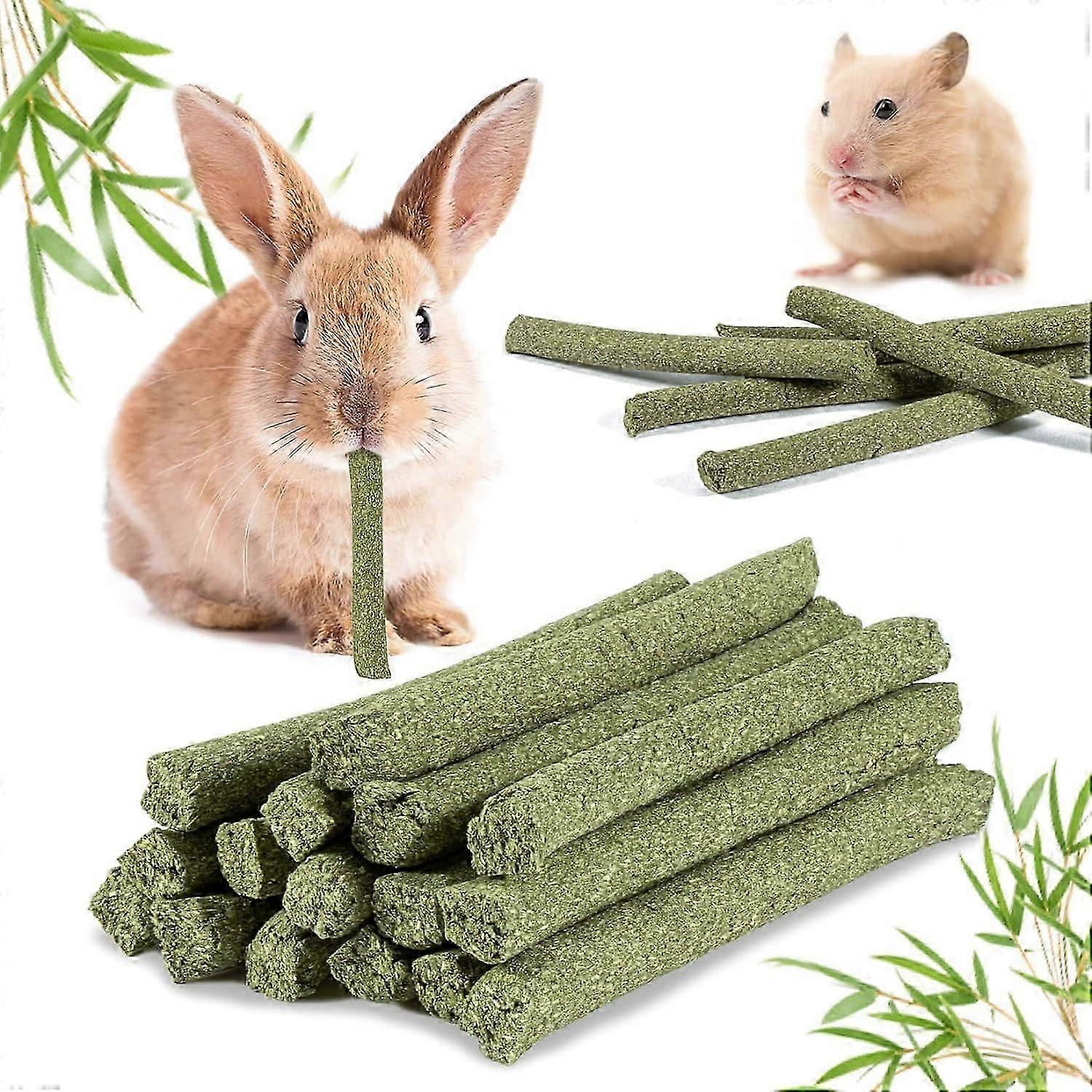 20Pcs Timothy Hay Chews Sticks Rabbit Chew Sticks Rodent Molar Snack for Chinchilla Squirrel Gerbil Hedgehog Chipmunk