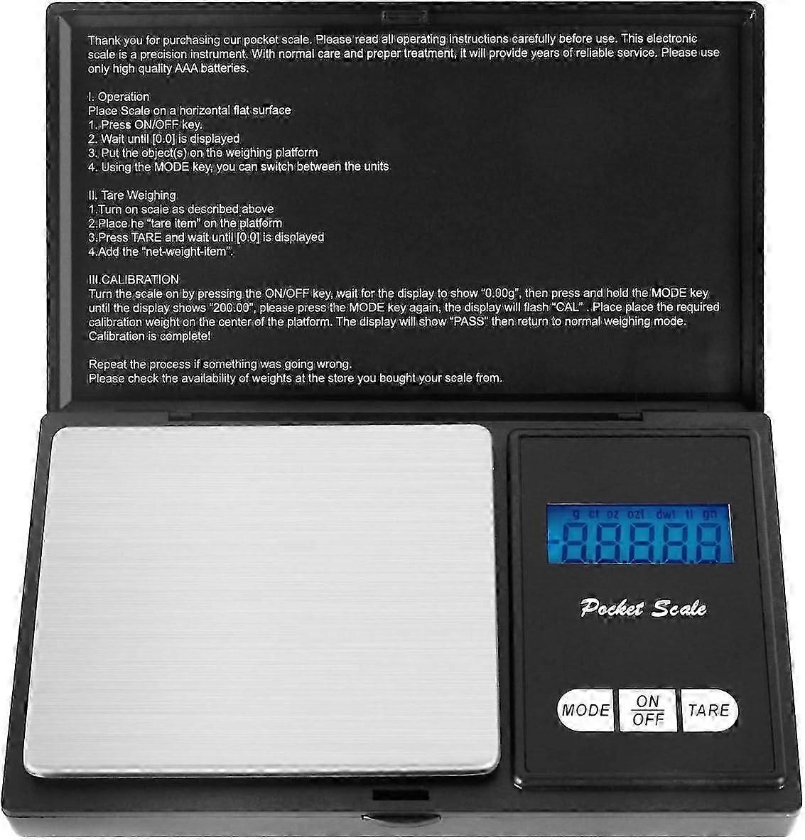 Digital pocket scale, 200 x 0.01g, pocket scale Fine balance Digital scale Gold balance coin scale