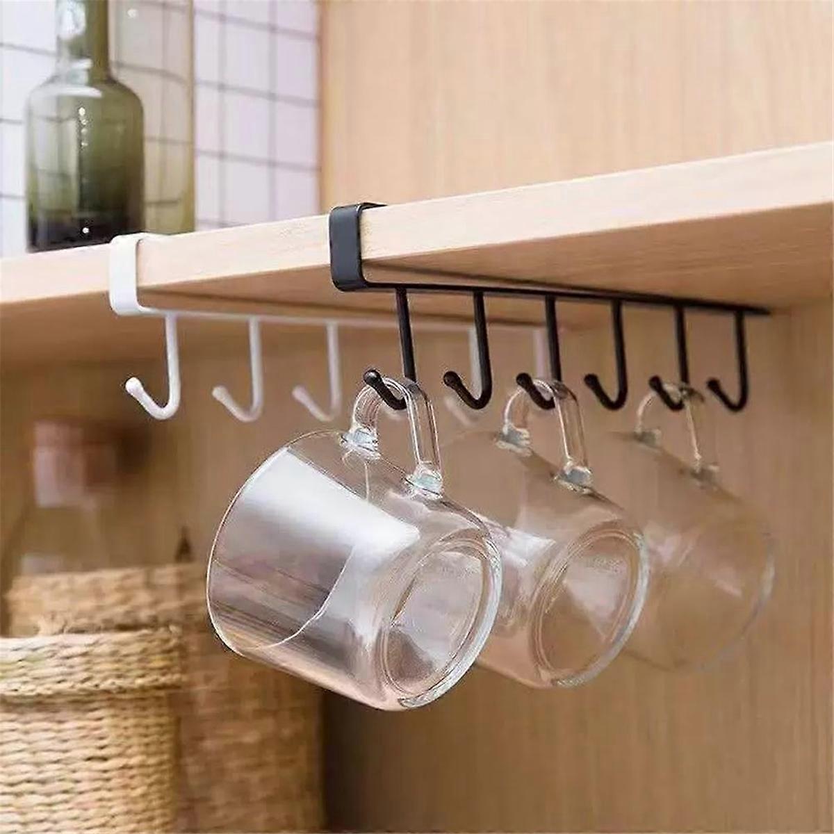 Shelf Cup Holder Cup Hook, Under Cabinet Storage Rack