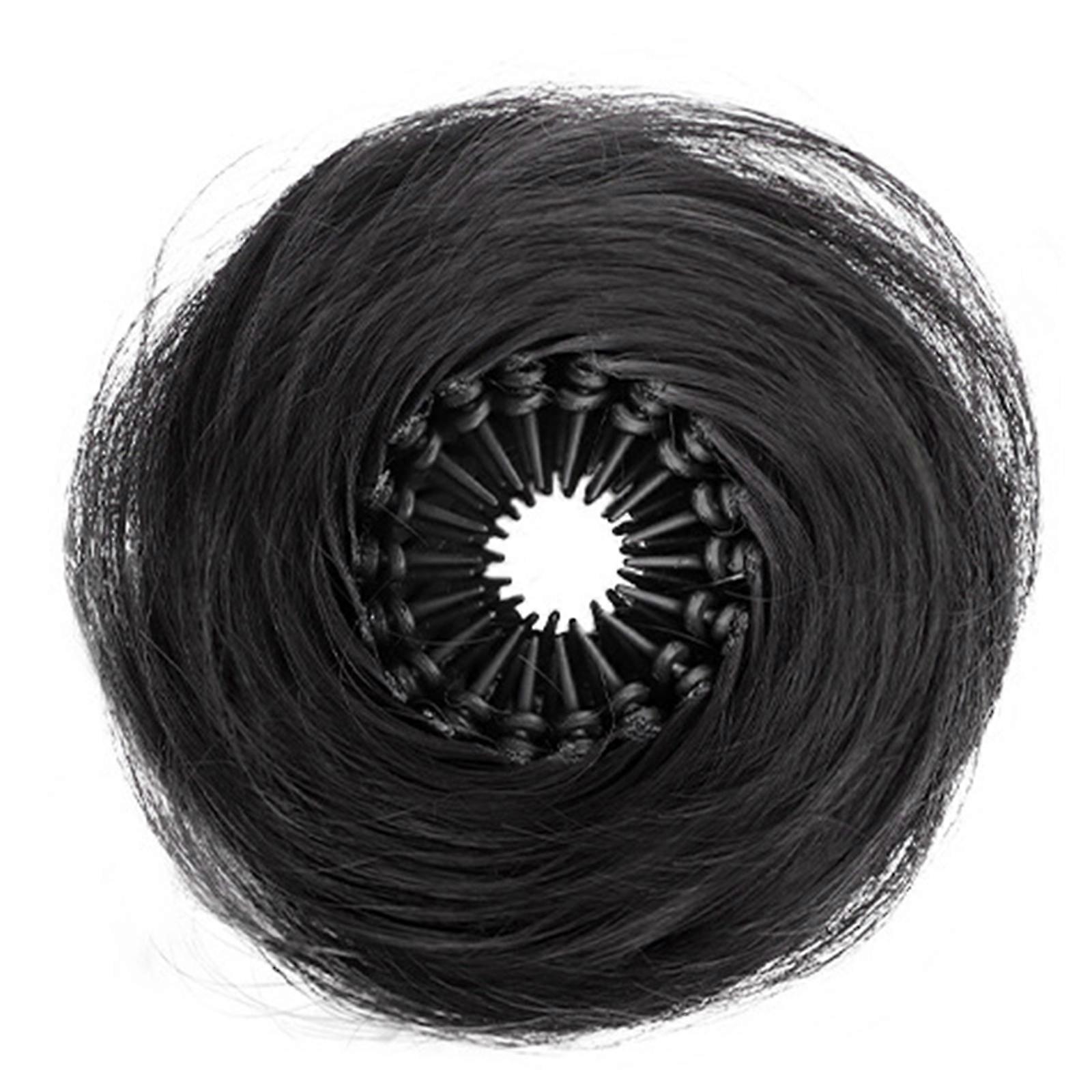Girls Hair Extensions Hairpiece Synthetic False Updo for Cosplay Coser Street Photography Daily Wear Hair Clip Natural Black