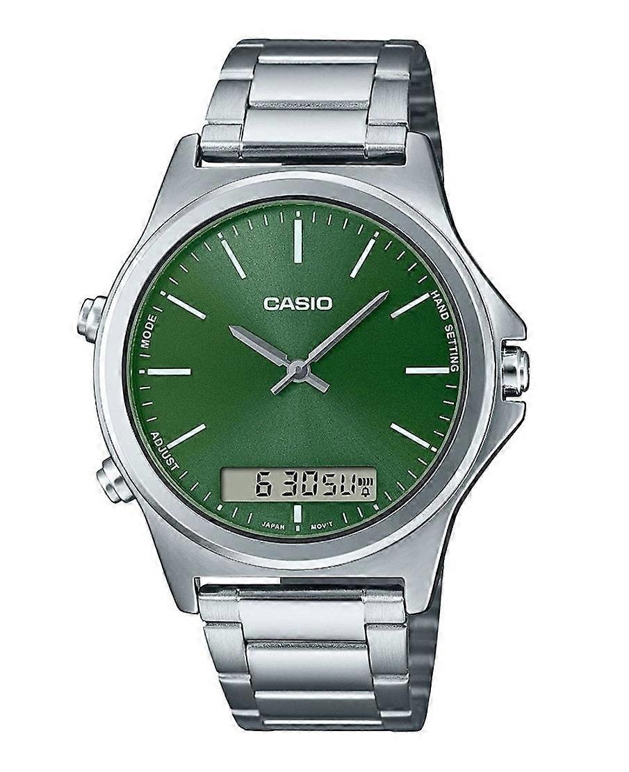 Casio Mtp-vc01d-3eudf Men's Analog-digital Watch – Green Dial With Stainless Steel Bracelet