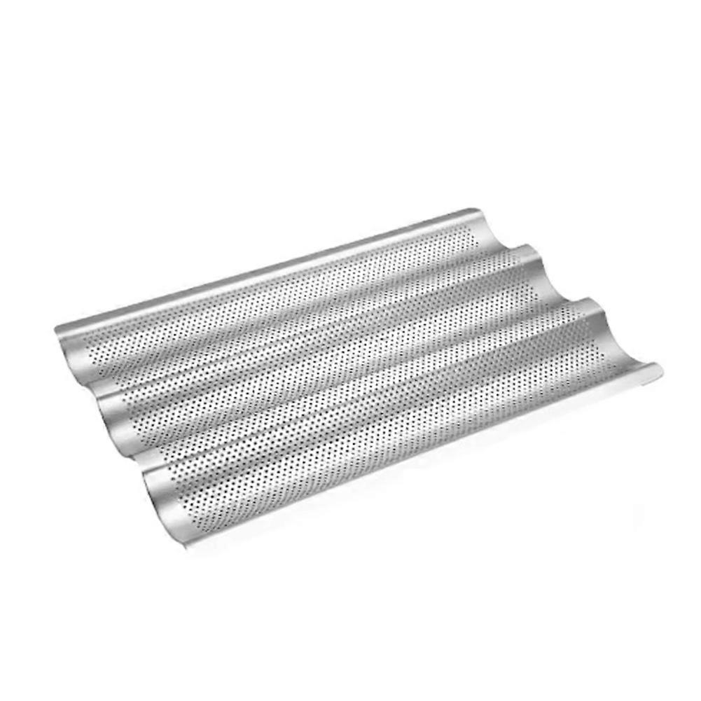 French Bread Baking Pan 3 Waves Non-Stick Stainless Steel Bread Tray for Toaster Oven Kitchen Meat B