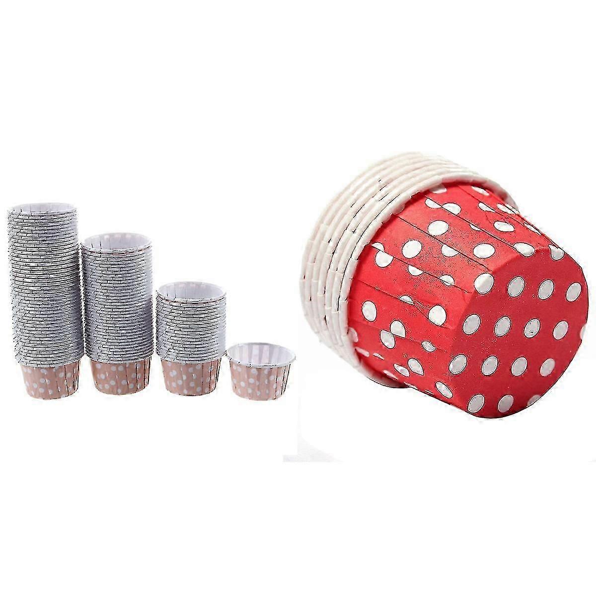 200 قطعة كب كيك غلاف ورقة كعكة حالة أكواب الخبز بطانة الكعك الوردي نقطة الموجة الحمراء