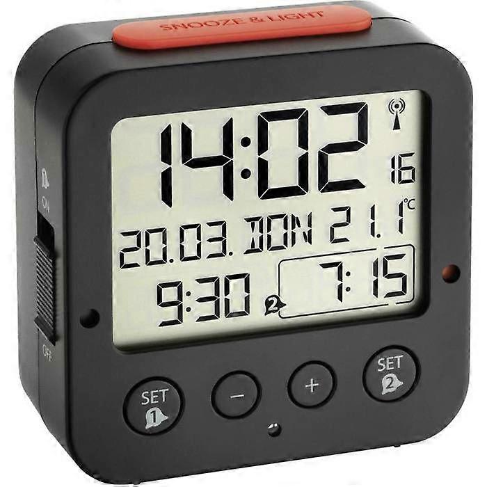 Alarm Clock - TFA - Bingo - Black - 81 mm x 81 mm - Gradual Alarm