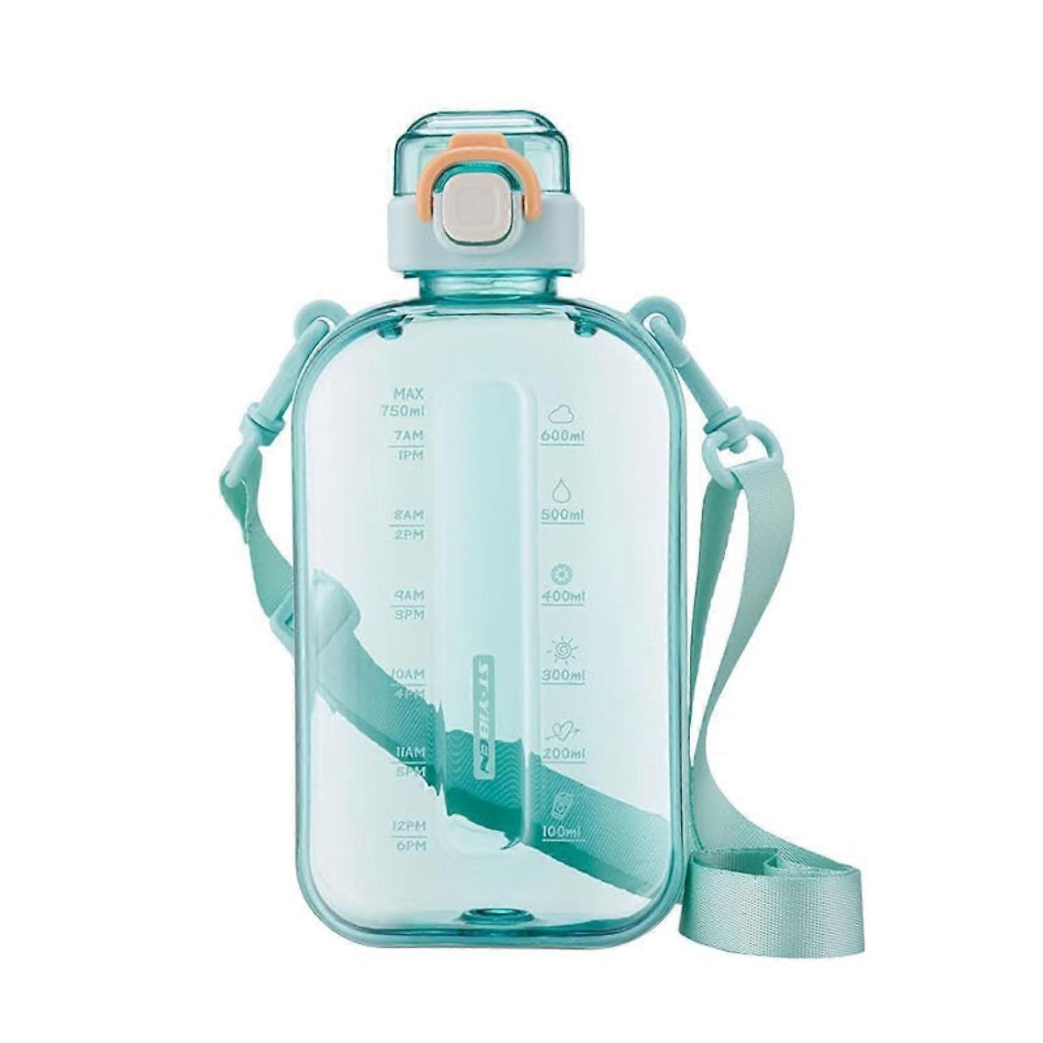 24 oz Flat Square Water Bottle Portable BPA-Free Travel Bottle for Sports, Leak-Proof Green Large Capacity