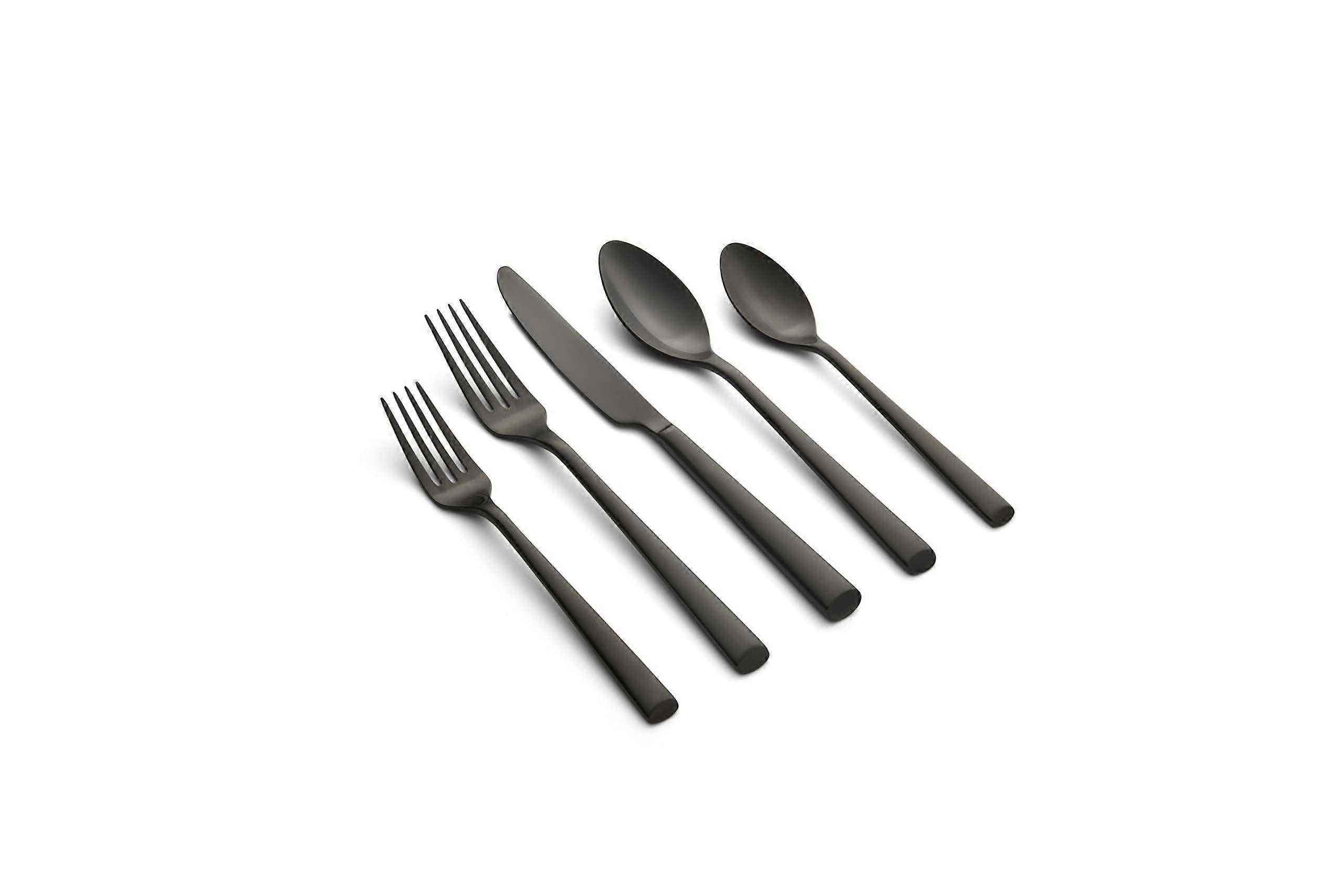 20 Piece Flatware Set Black Satin Service for 4
