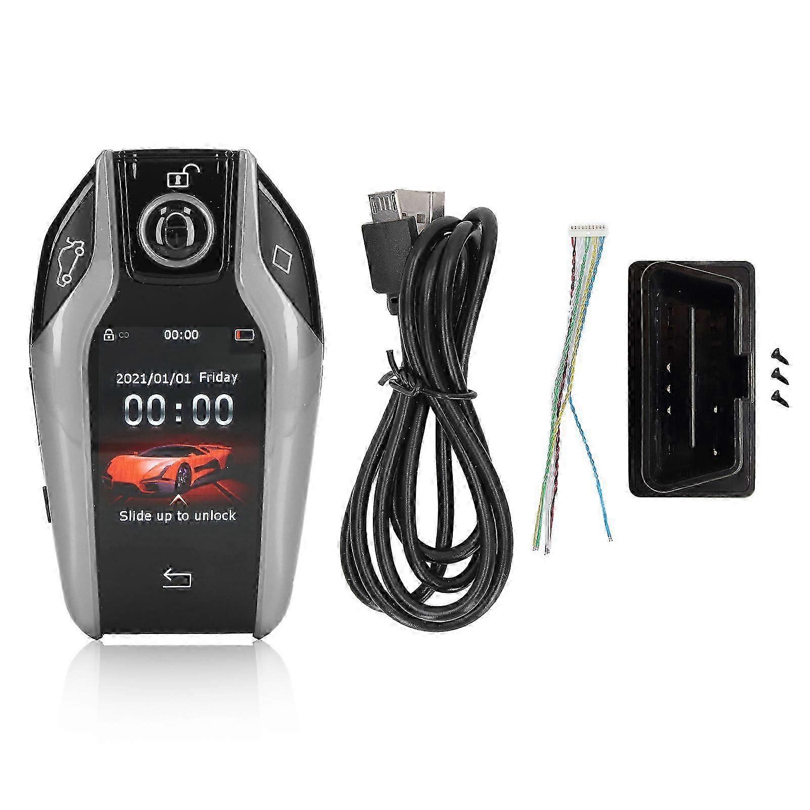 Universal Tk800+ Lcd Touch Screen Smart Key Remote Keyless Entry For All Start Stop Engine Button Models Silver