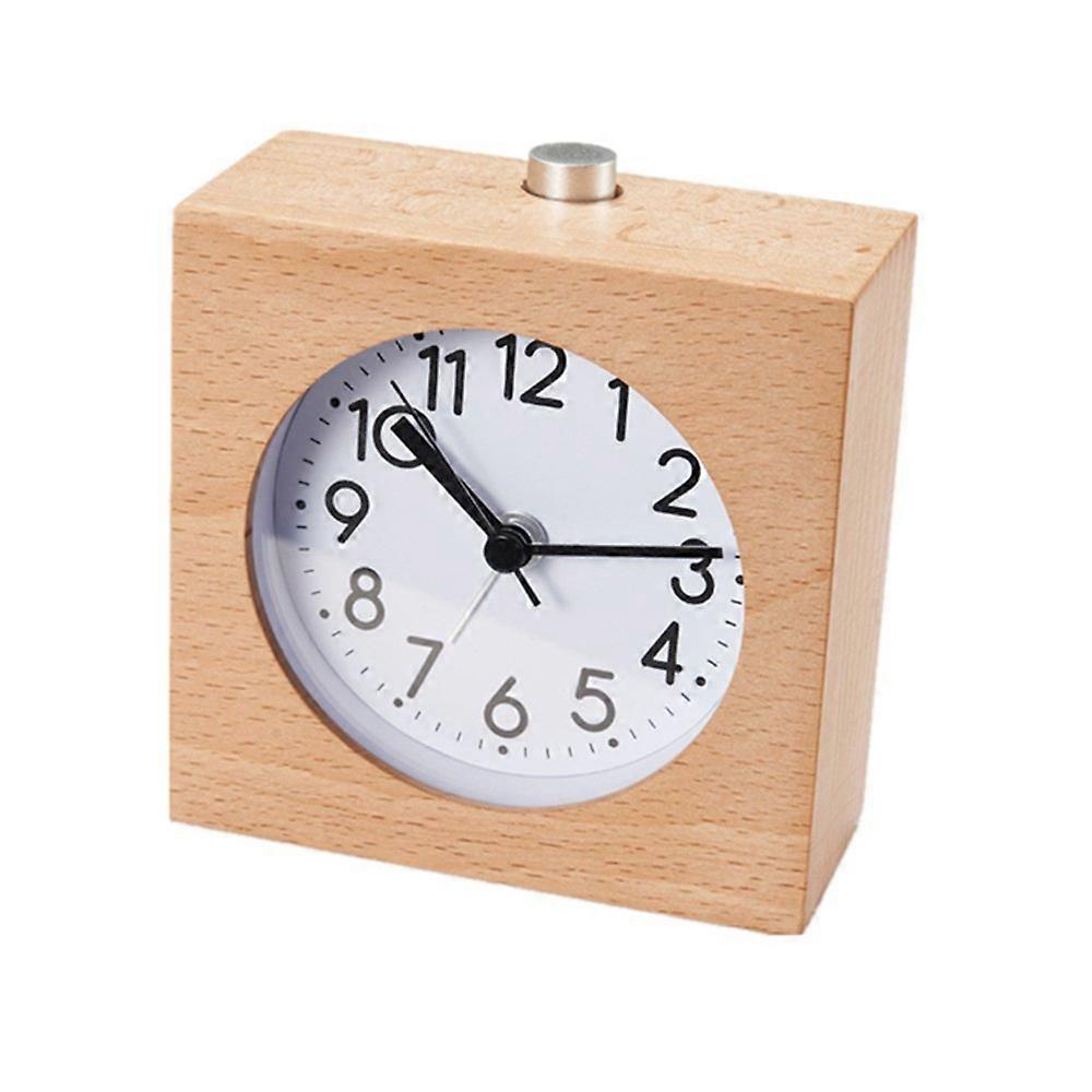 Silent Sweep Alarm Clock - Handmade Square Wood Night Light with Gradual Waking Alarms in Silver Birch Finish