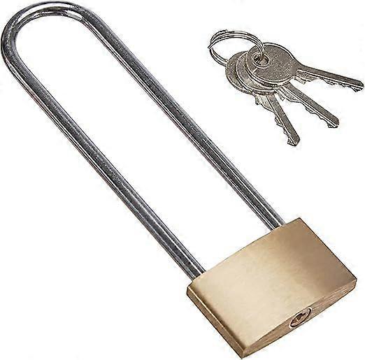 Brass padlock, extra high shackle, Gold, 40 mm