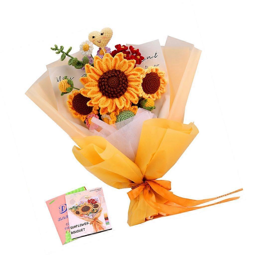 DIY Crochet Flower with Yarn, Crochet Hook, Needle, Step-by-Step Instruction