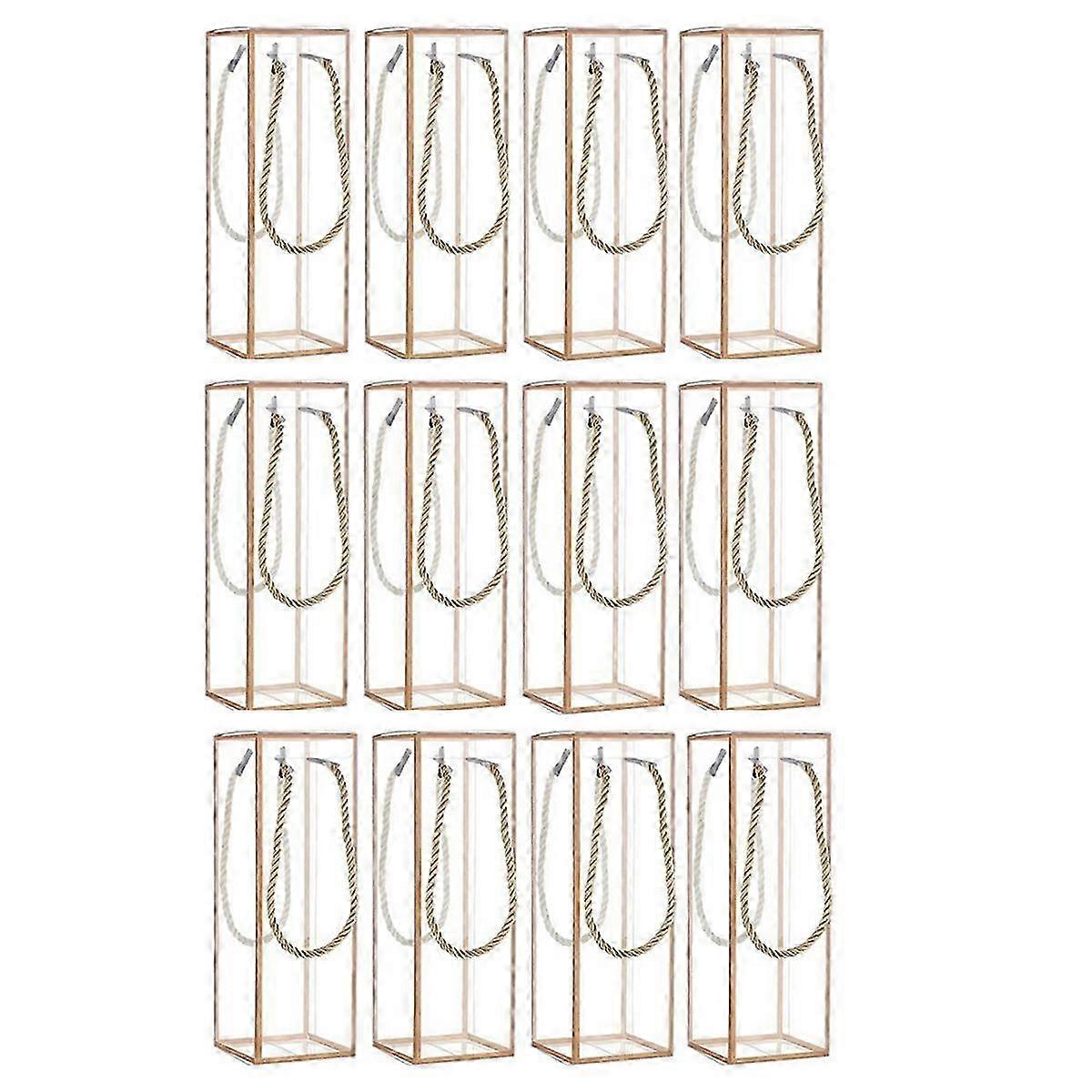 Clear Favor Rectangle Candy Box with Golden Borders - 12 Pack