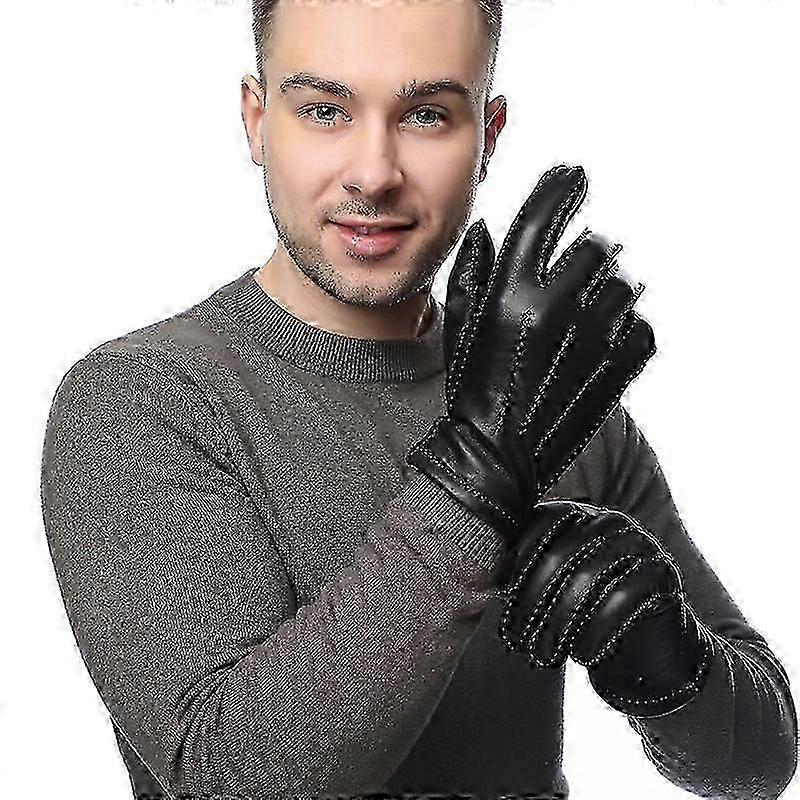 Mænds fåreskind læderhandsker håndsyet