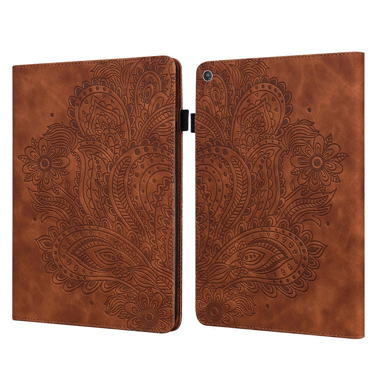 For Amazon Fire HD 8 2017 Peacock Embossed Pattern Leather Tablet Case