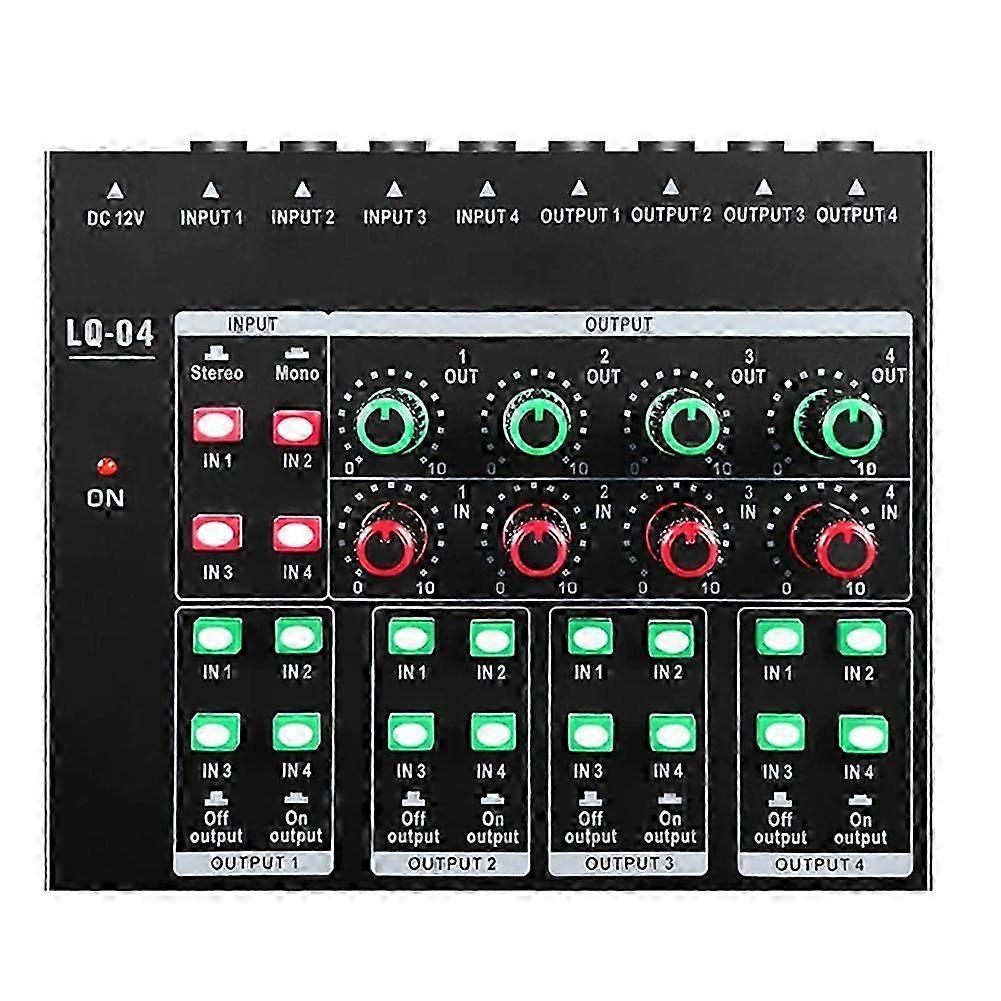 -lq04 4-channel Mixer 4-channel Headphone Amplifier Sound Card Mixer Recording Interface With Dj Mixer Audio Eu-plug
