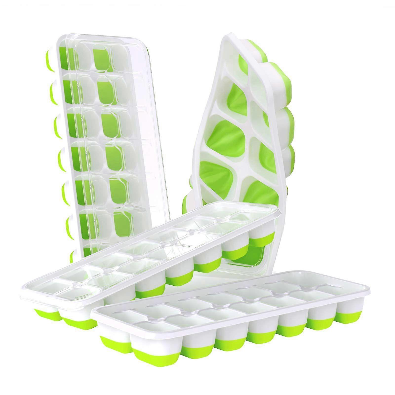 4-Pack Ice Cube Molds - Easy Release Silicone BPA and LFGB Free Stackable (Green)