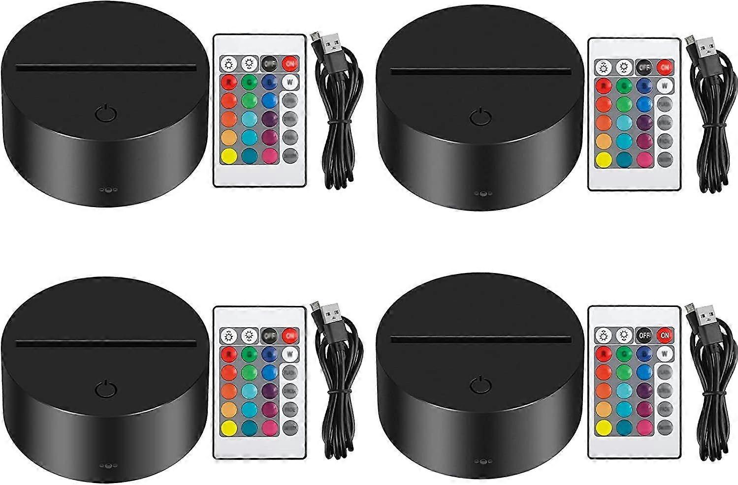 4x 3D Night LED Lamp Base Remote Control Adjustable USB Cable 16 Colors Decorative Lights (4 PCS)