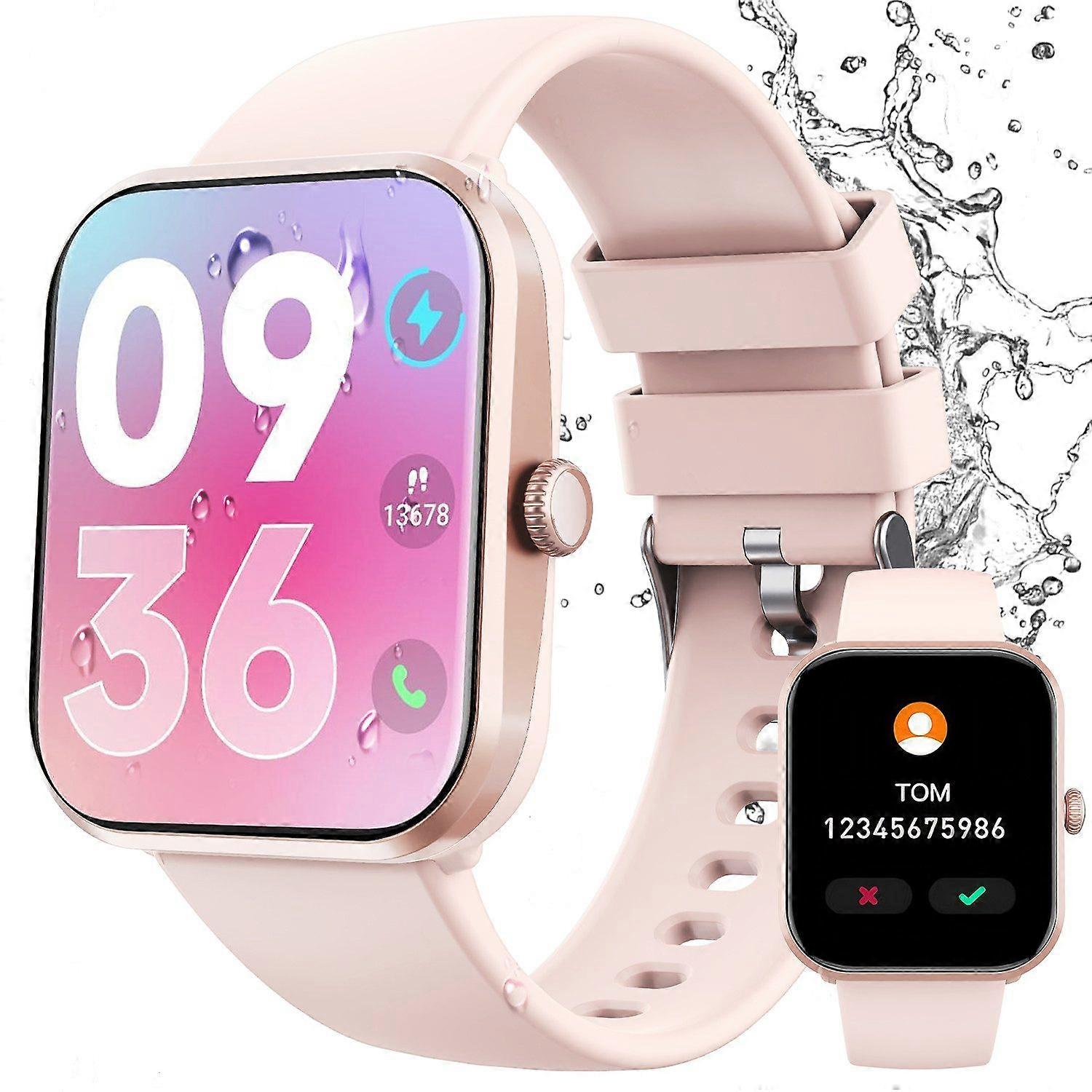 Smartwatch fitness tracker watch with call function gold pink design activity monitor