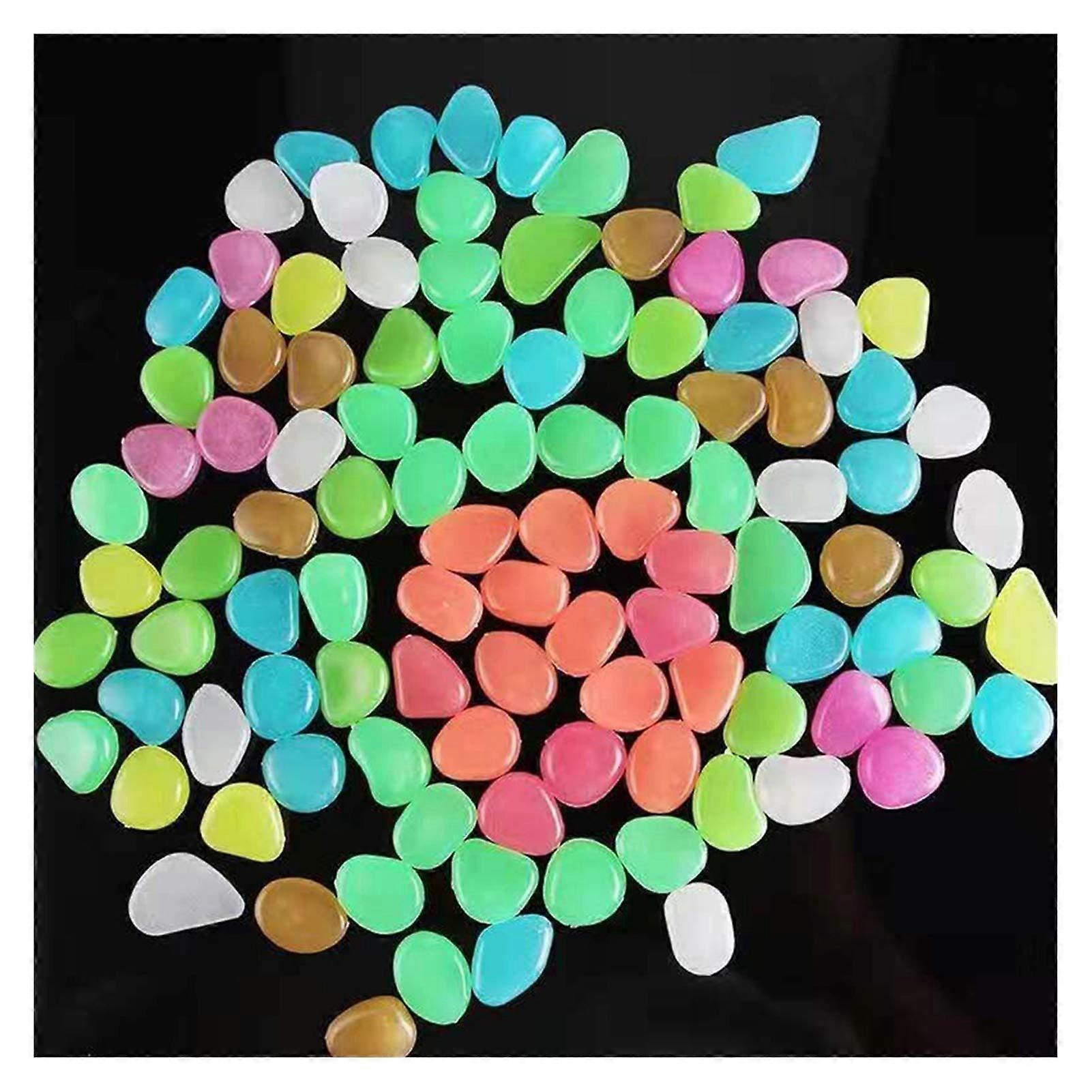 Glowing Stone 100PCS Colorful Glowing Pebbles, Resin Luminous Glow Stones in The Dark, Garden Decor (Purple)
